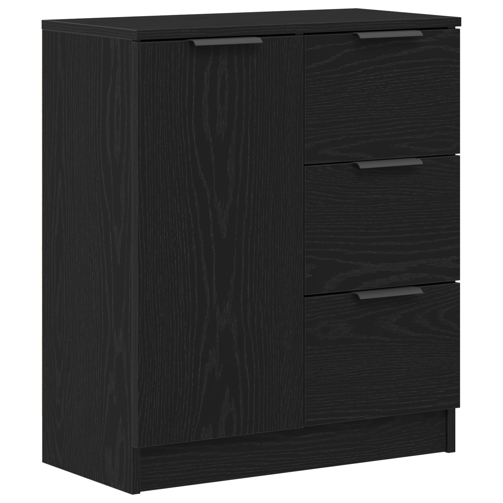 Bufet Negru de Stejar 60x30x70 cm Fabricat din Lemn Prelucrat — imaginea 2