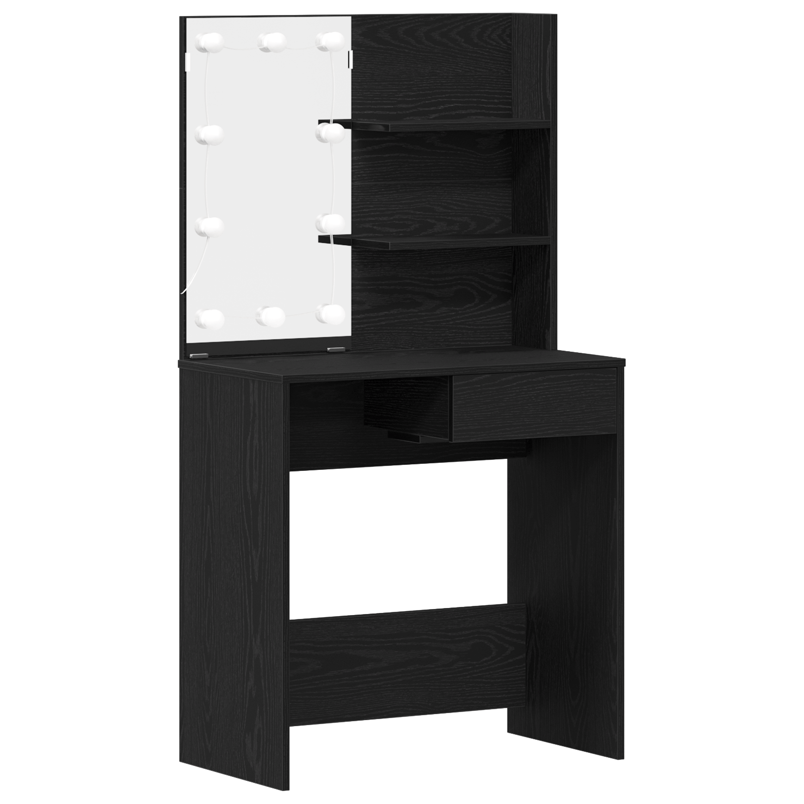 Masa de toaleta LED in Stejar Negru - 74.5x40x141 cm, din Lemn Prelucrat — imaginea 5
