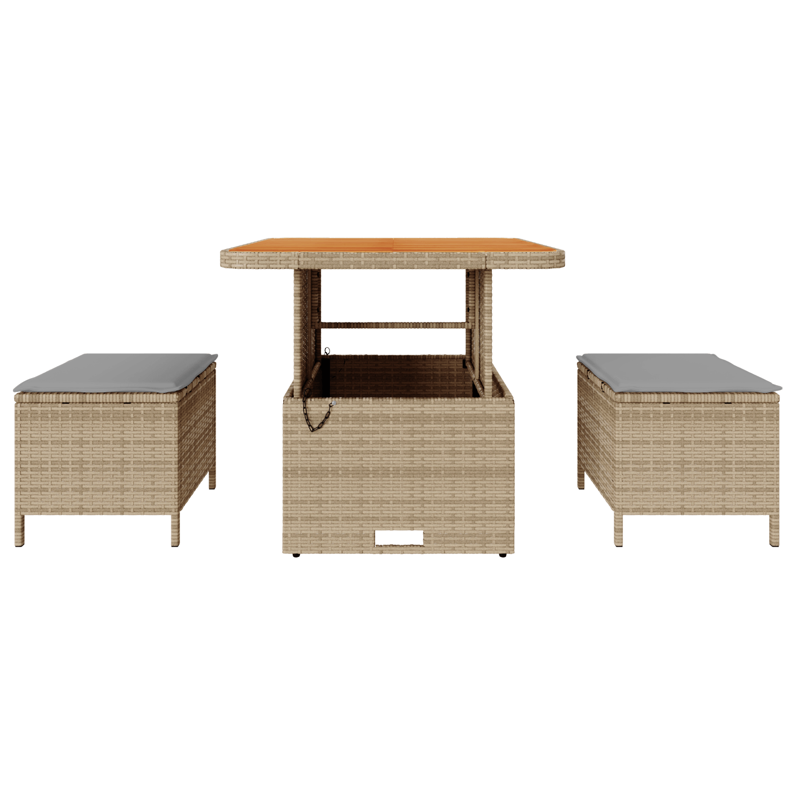 Set mobilier gradina, 3 piese, perne bej, poliratan & acacia — imaginea 7