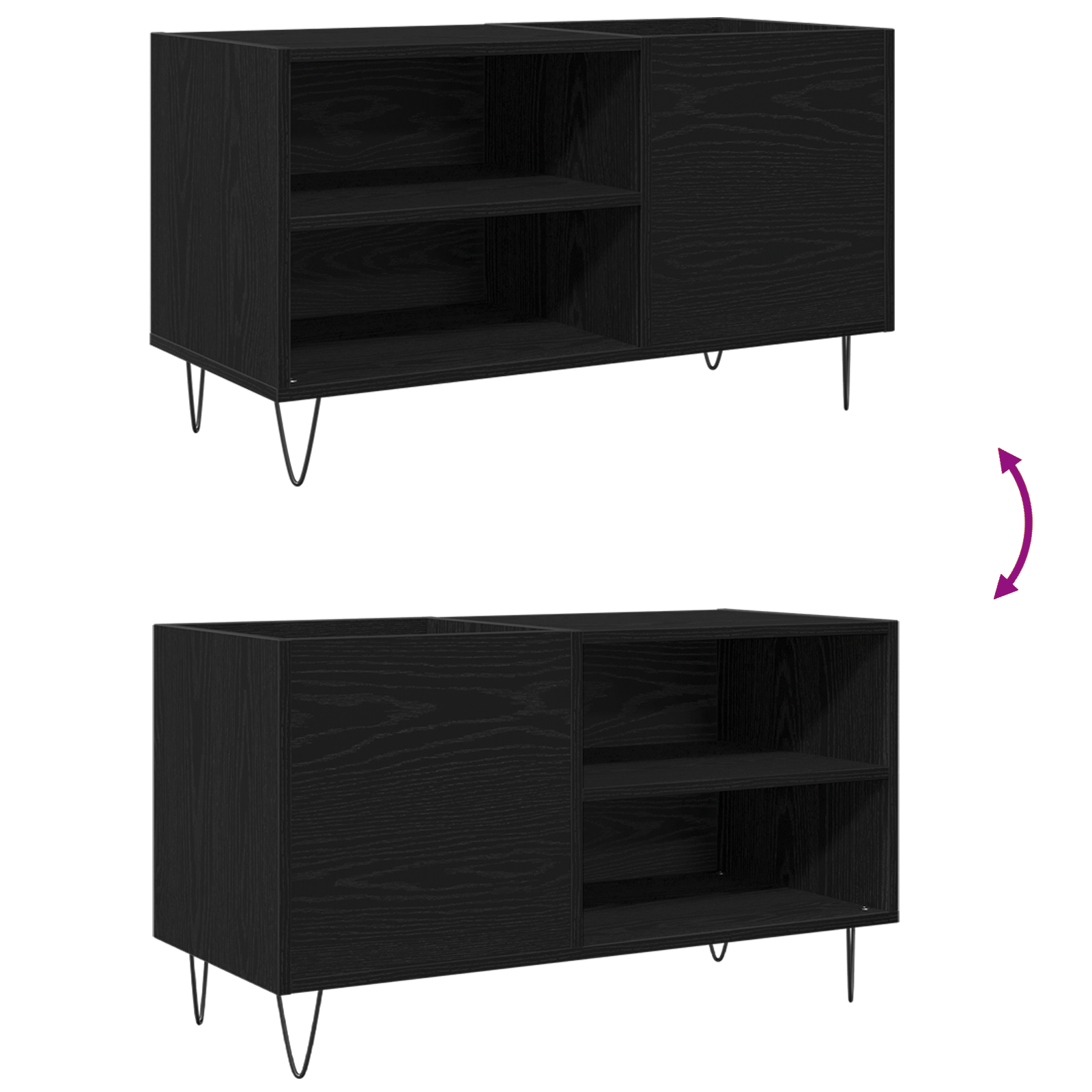 Dulap pentru discuri, stejar negru 84,5x38x48 cm lemn prelucrat — imaginea 9