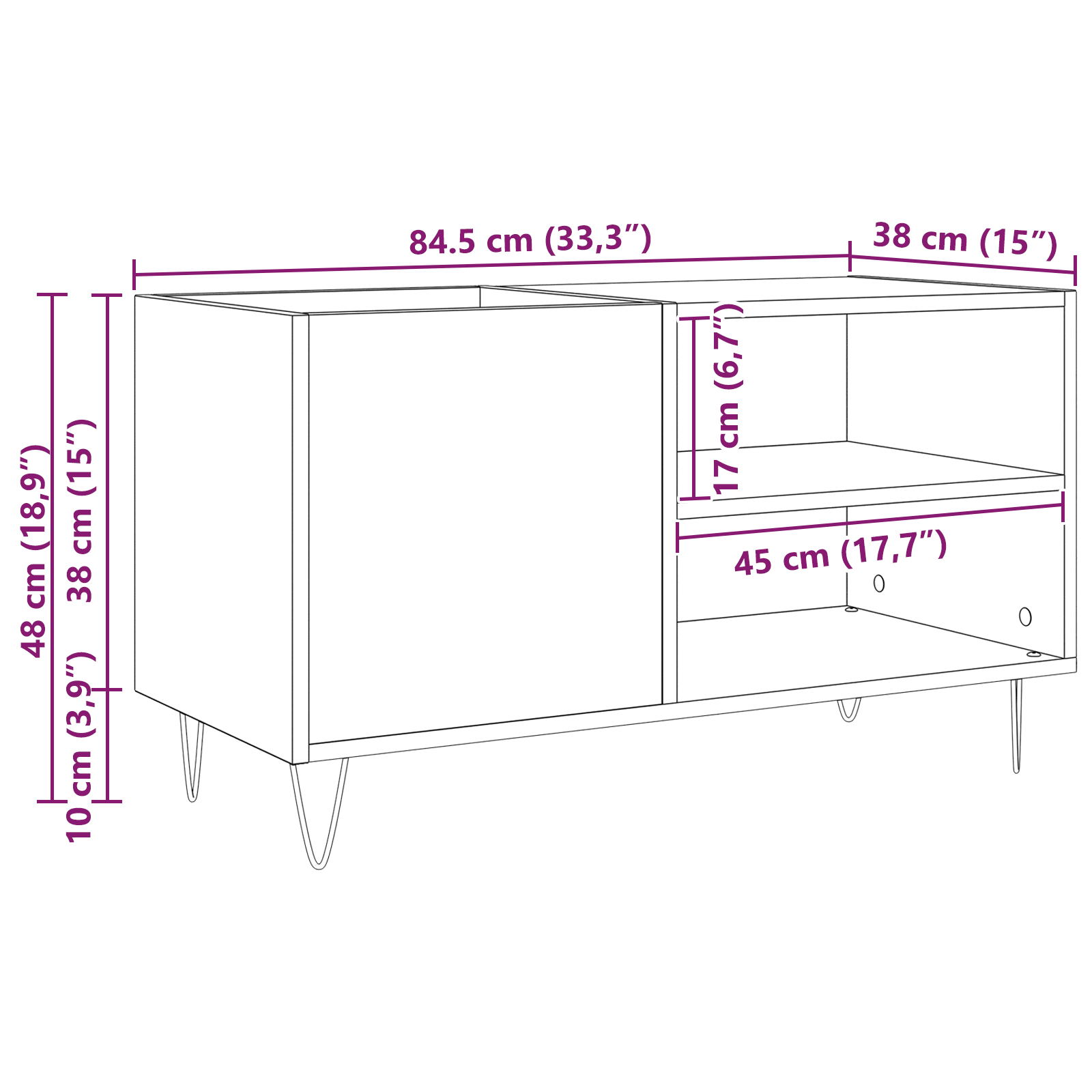 Dulap pentru discuri, stejar negru 84,5x38x48 cm lemn prelucrat — imaginea 10