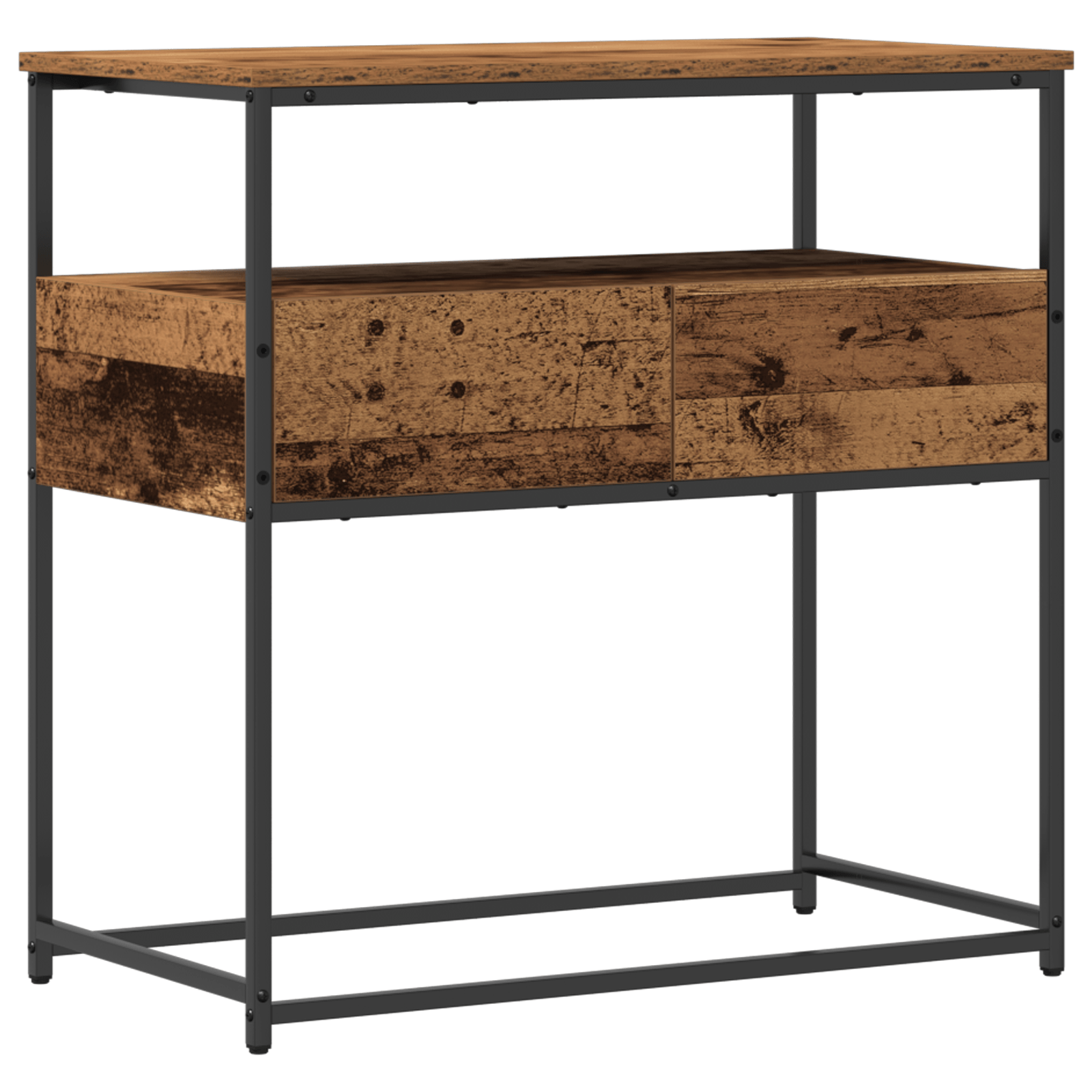 Masuta consola, lemn vechi, 75x40x75 cm, lemn prelucrat si otel — imaginea 2