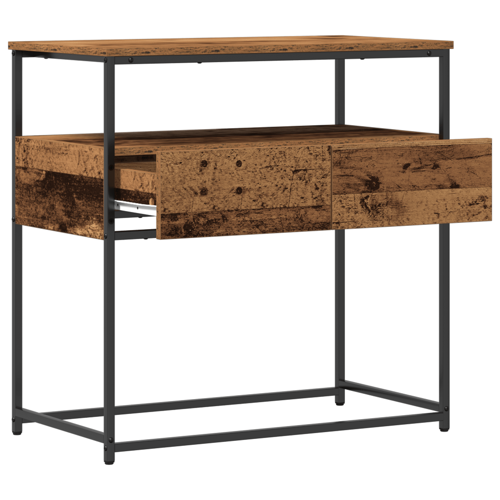 Masuta consola, lemn vechi, 75x40x75 cm, lemn prelucrat si otel — imaginea 4