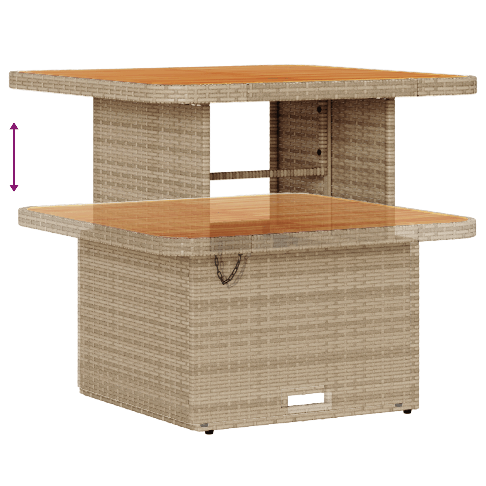 Set mobilier gradina, 3 piese, perne bej, poliratan & acacia — imaginea 11