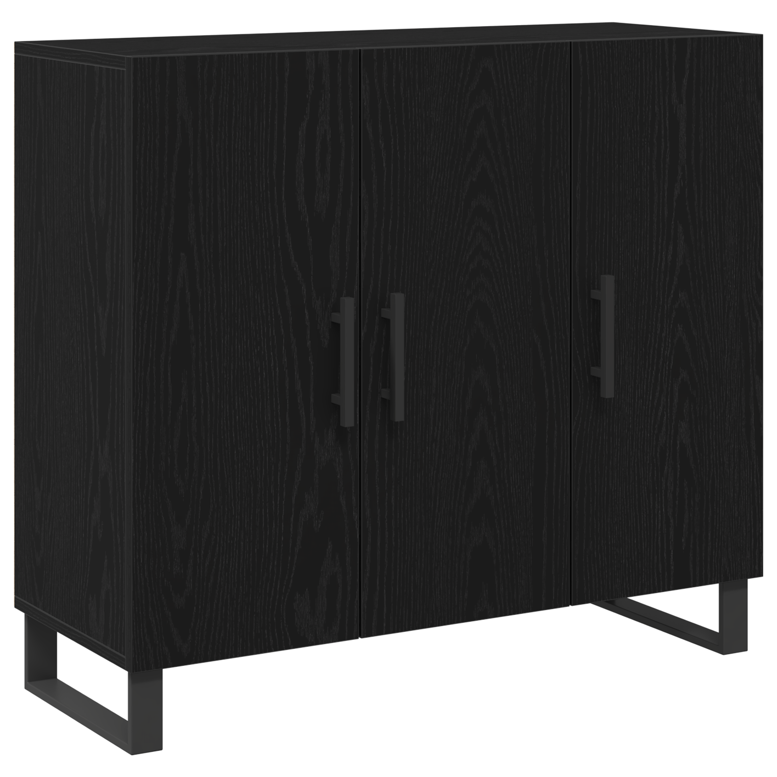 Dulap cu 3 usi, stejar negru, 90x34x80 cm, lemn prelucrat — imaginea 2