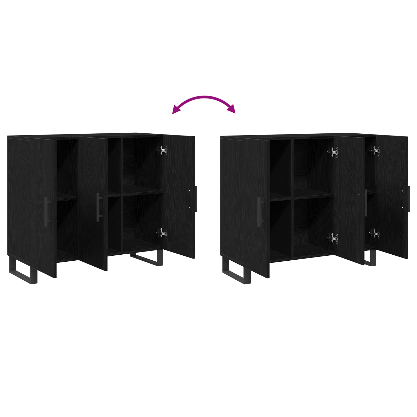 Dulap cu 3 usi, stejar negru, 90x34x80 cm, lemn prelucrat — imaginea 11