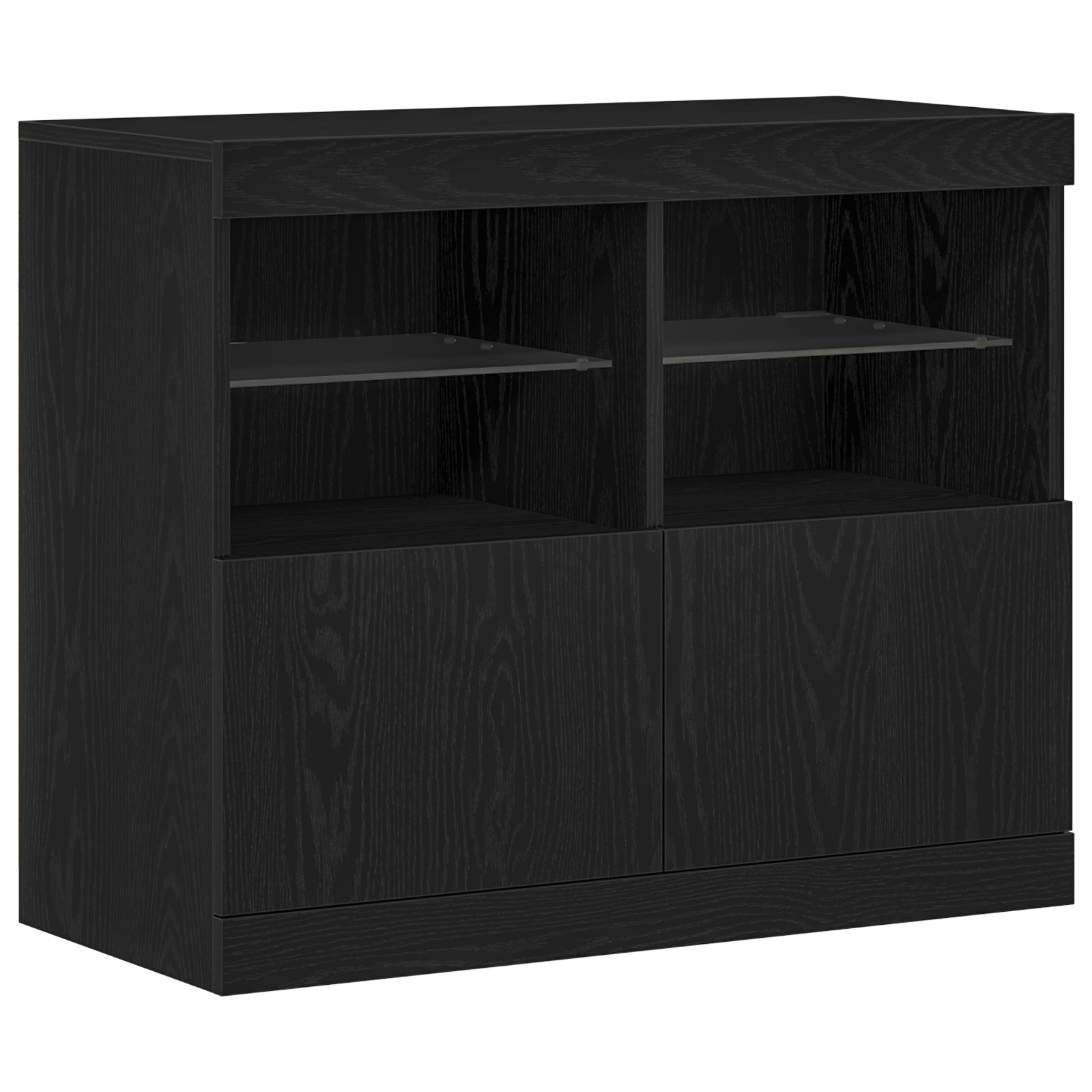 Dulap cu lumini LED, stejar negru, 81x37x67 cm — imaginea 2