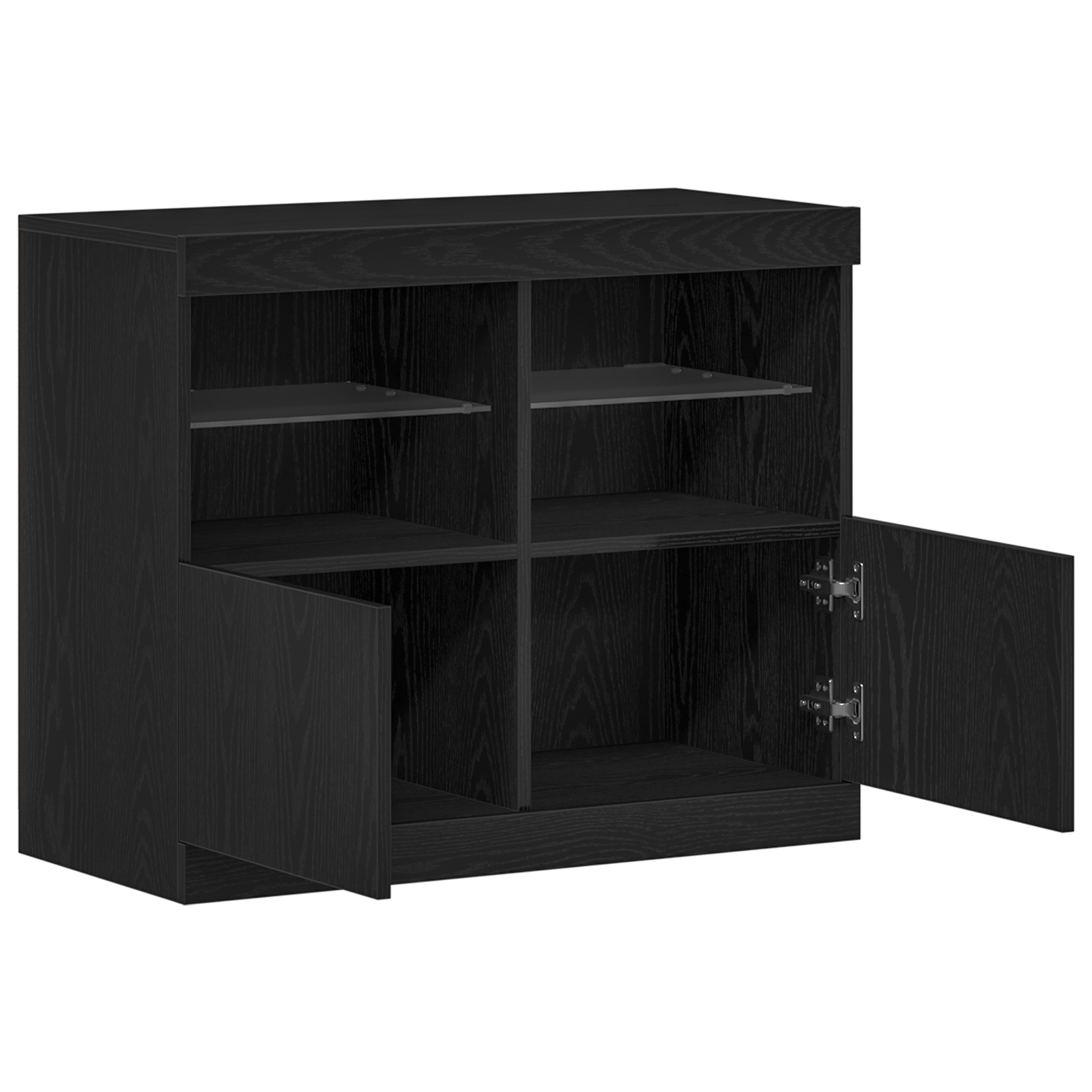 Dulap cu lumini LED, stejar negru, 81x37x67 cm — imaginea 4