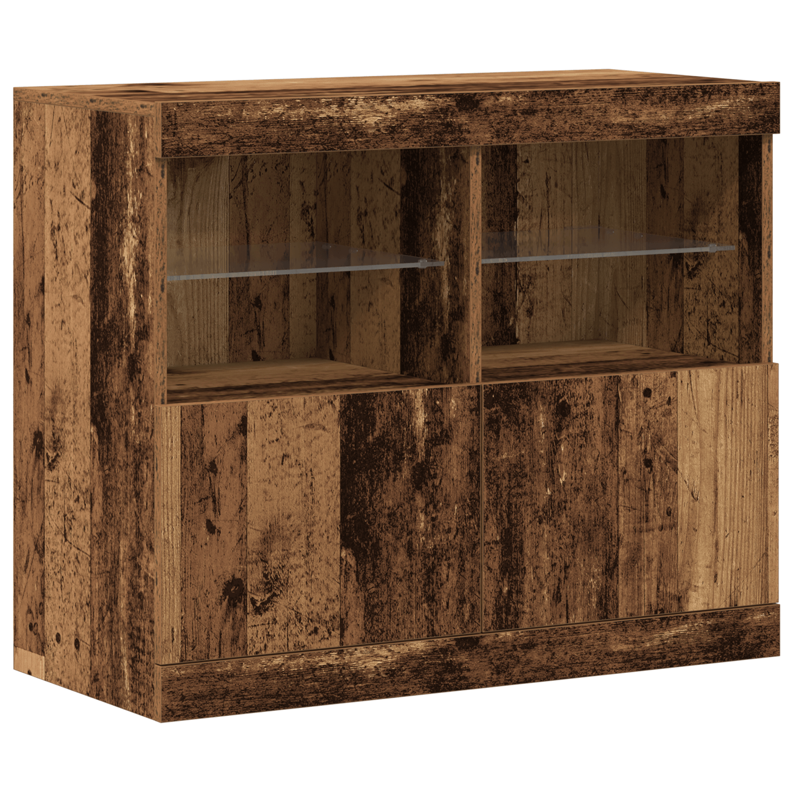 Dulap cu lumini LED, lemn vechi, 81x37x67 cm — imaginea 2