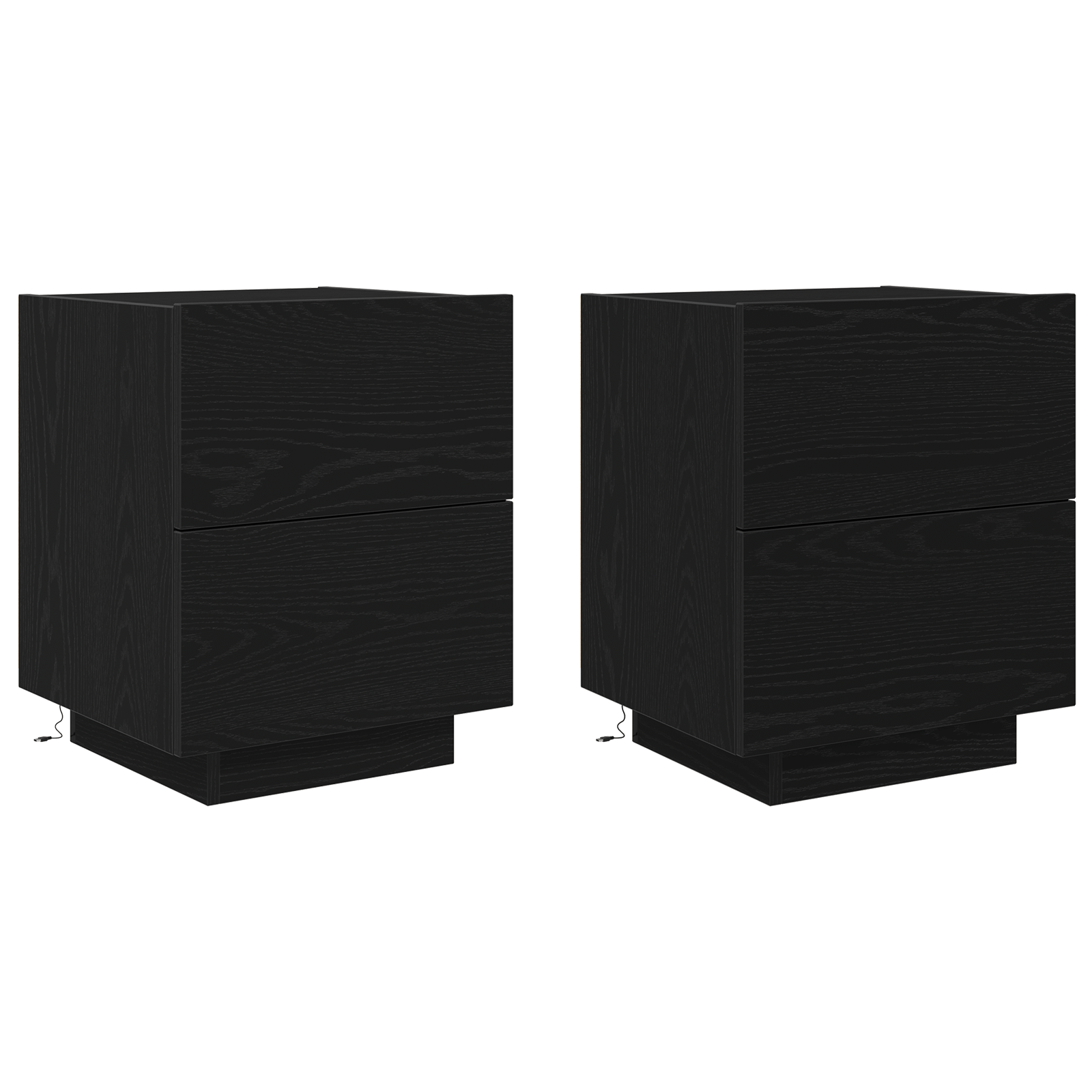 Noptiere cu lumini LED 2 buc Stejar negru 45x40x55 cm — imaginea 2