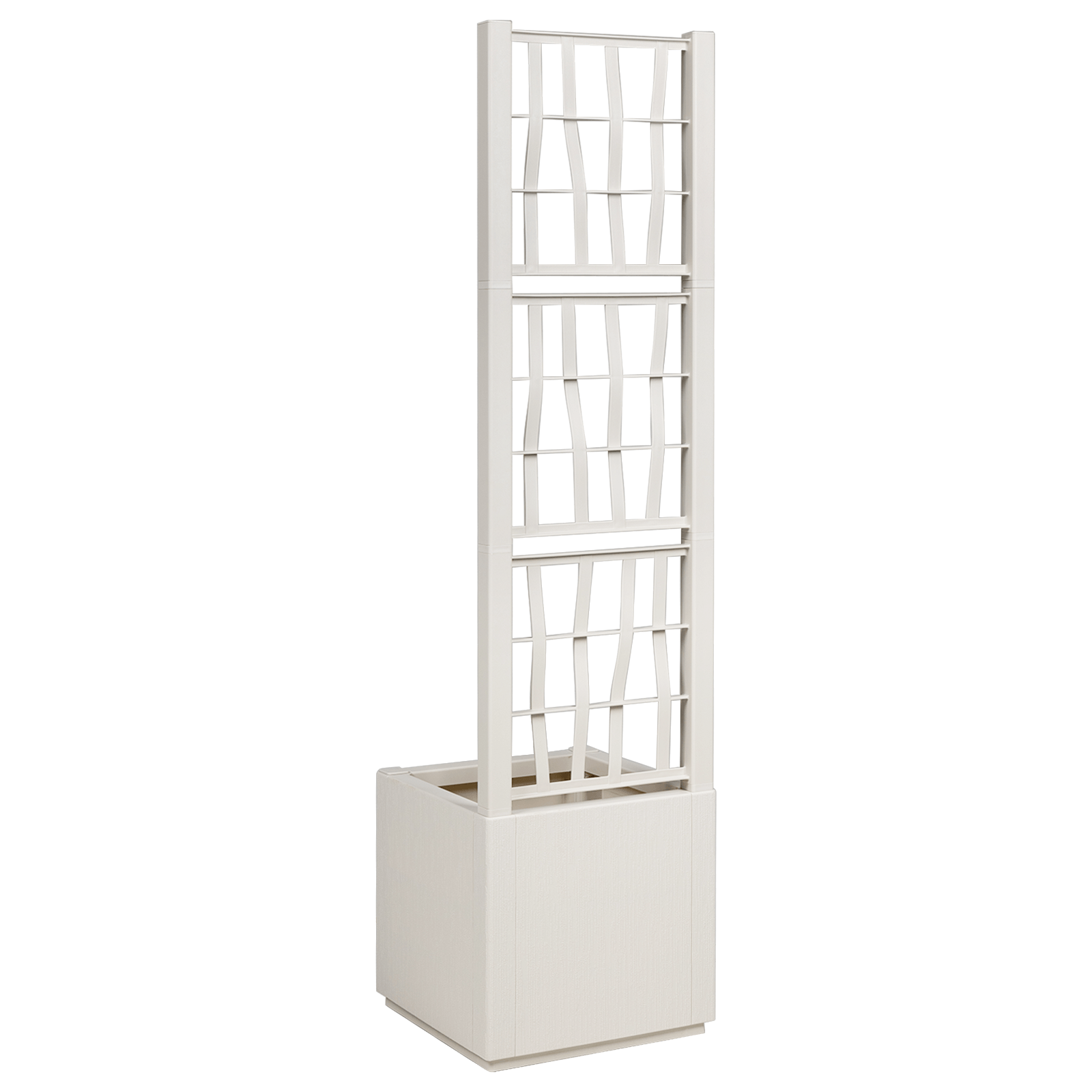 Jardiniera de gradina cu spalier, alb, 36x36x140 cm, PP — imaginea 3