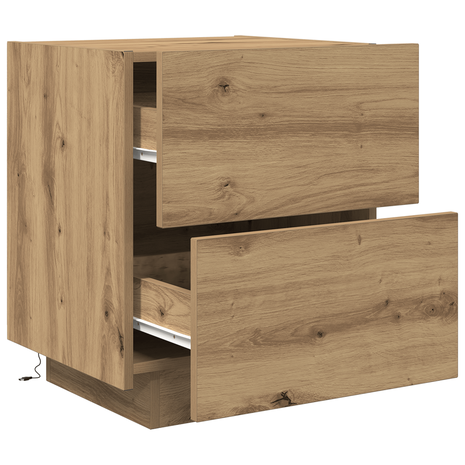 Noptiera cu LED-uri, stejar artizanal, 45x40x55 cm — imaginea 5