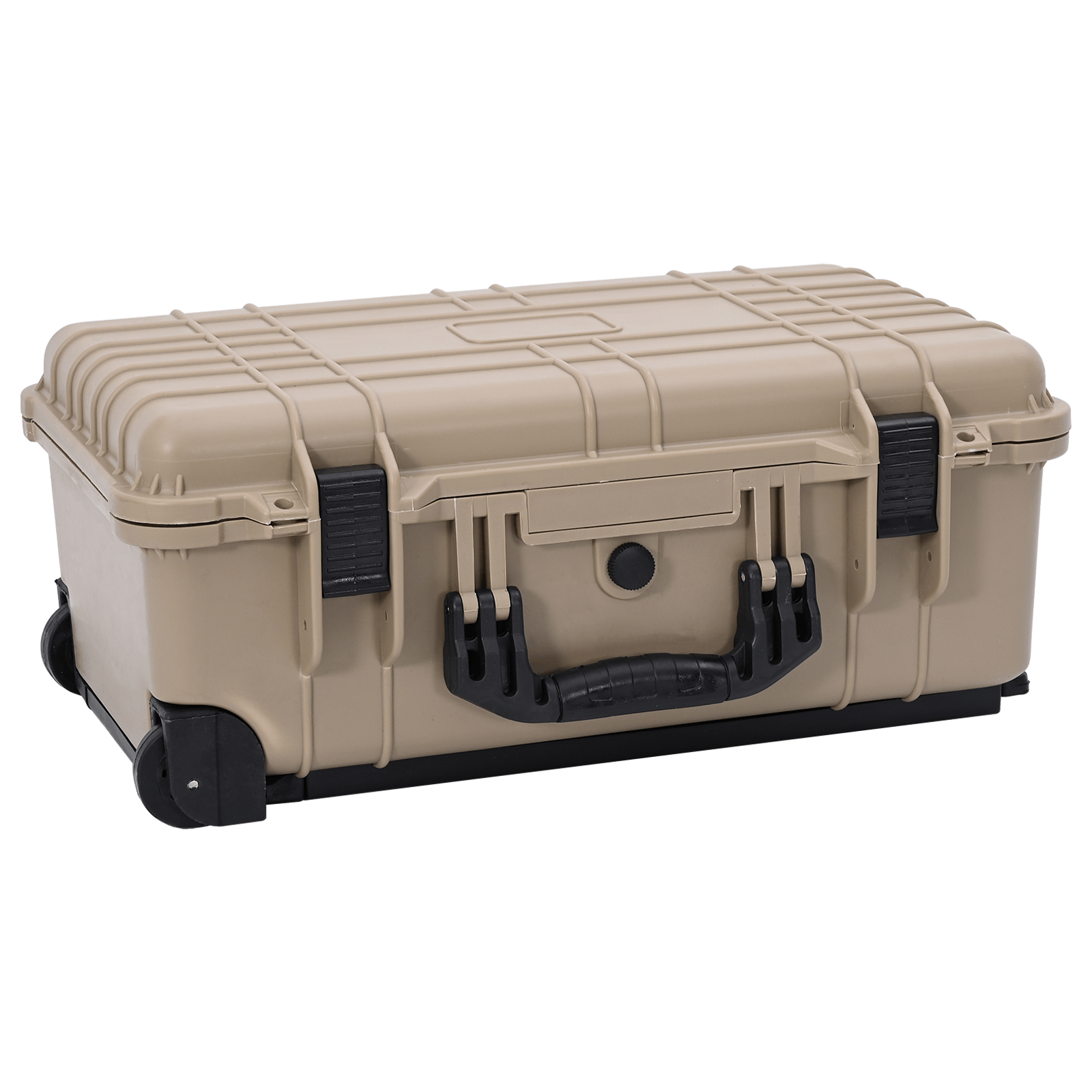 Caz rigid cu roti de protectie , cu maner de tragere Bej