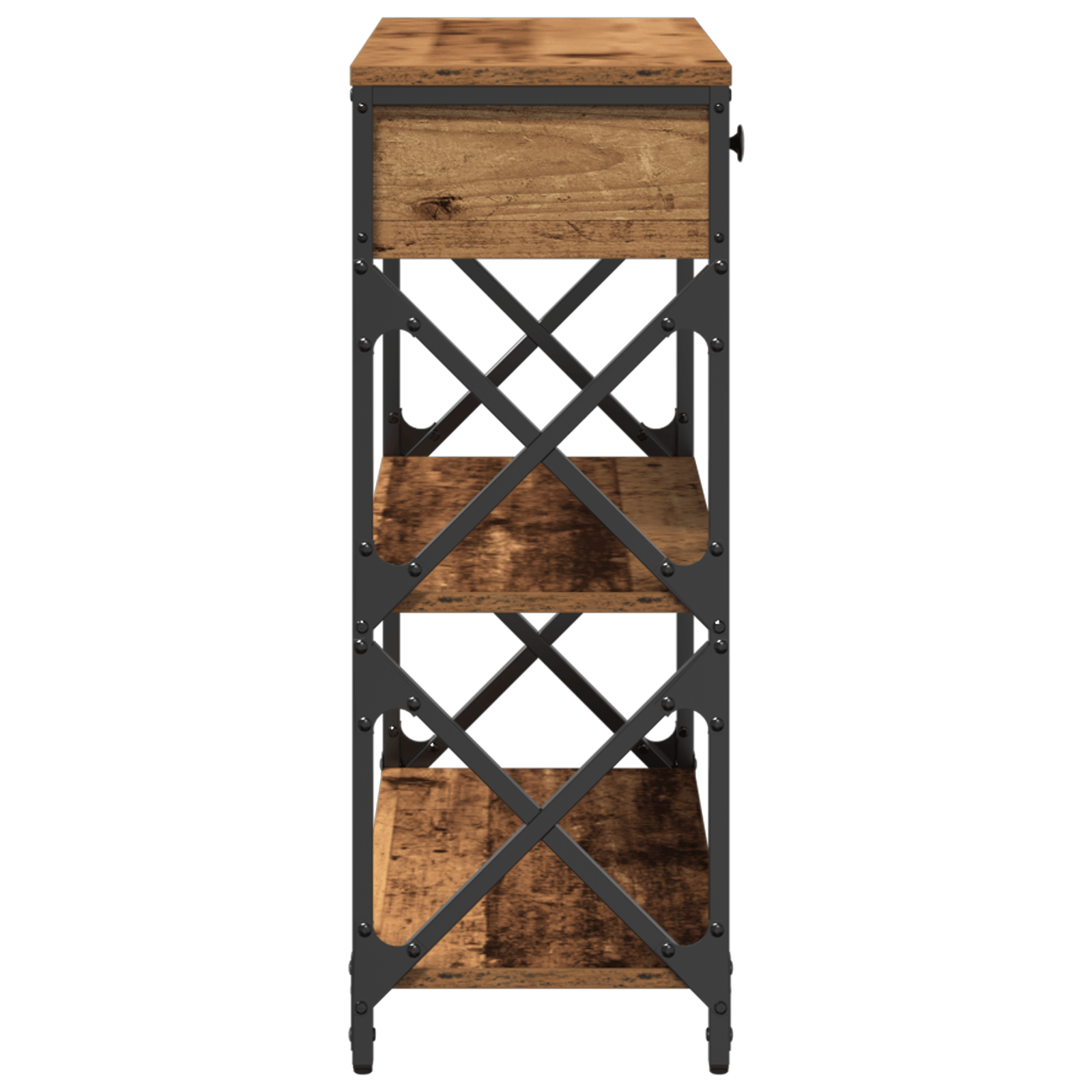 Masa consola, lemn vechi, 75x28x75 cm, lemn prelucrat si otel — imaginea 6