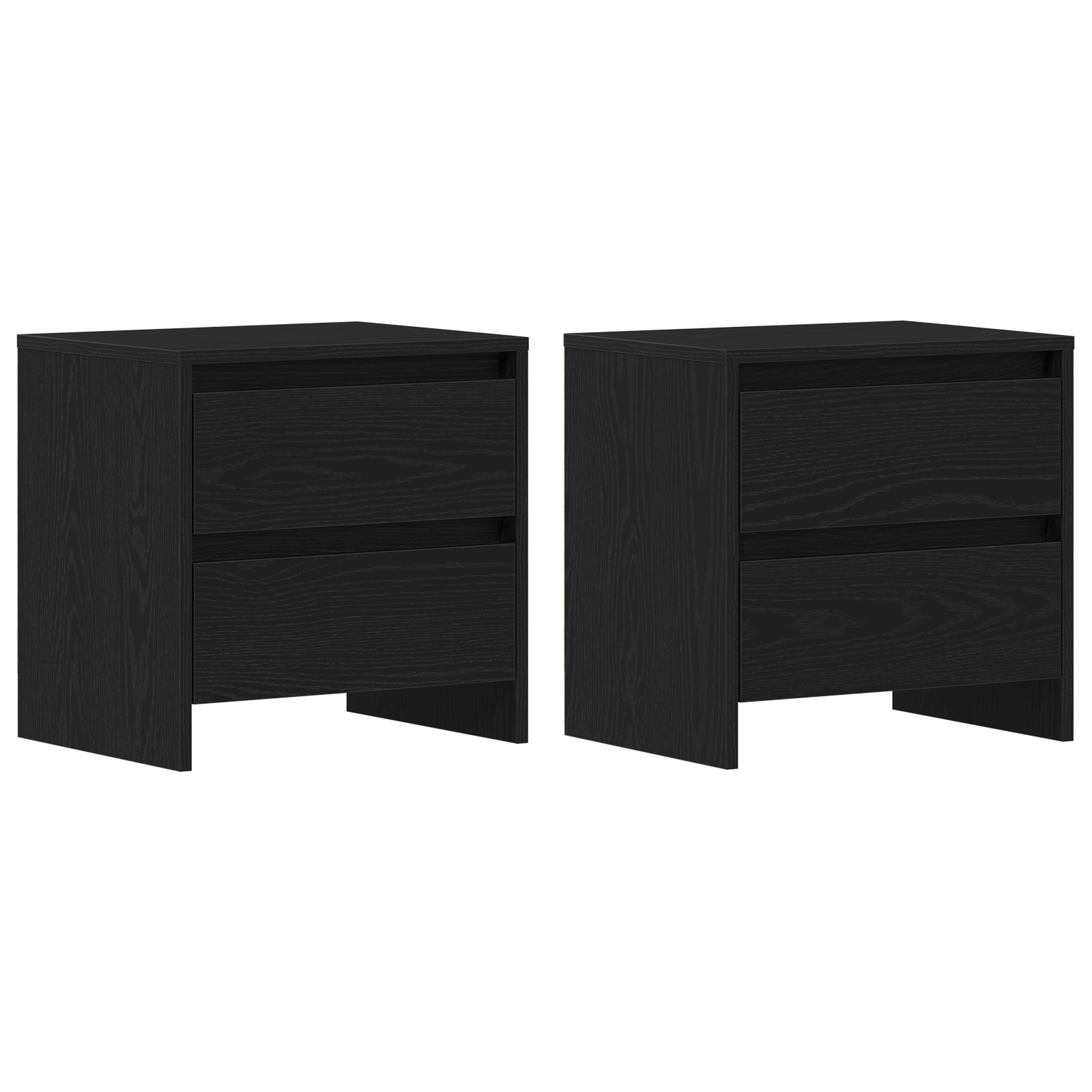 Noptiera 2 buc Negru Stejar 45x34x44,5 cm Lemn prelucrat — imaginea 2