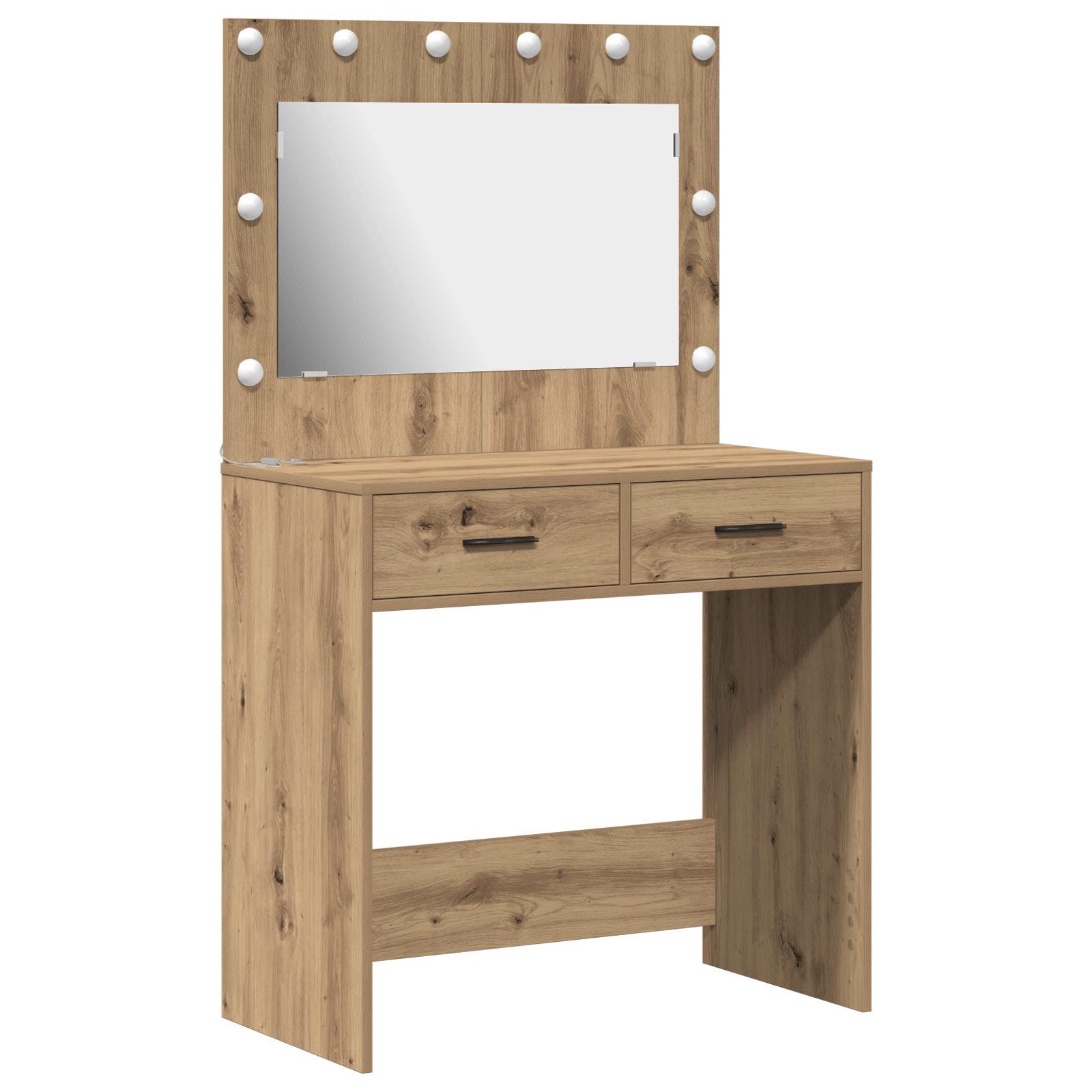 Masa de toaleta cu lumini LED, stejar artizanal, 78,5x41x135 cm — imaginea 2