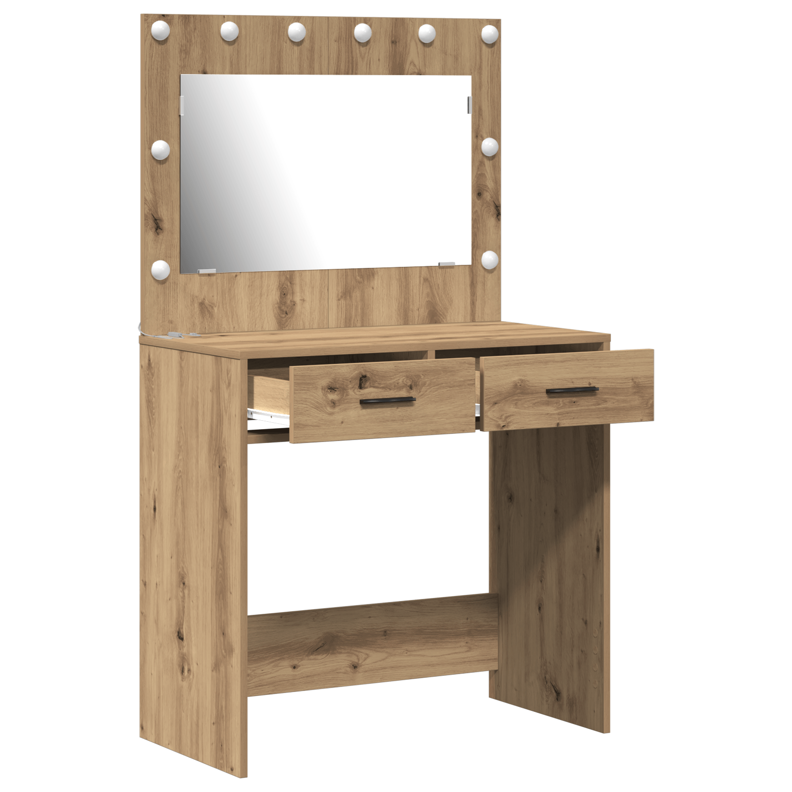Masa de toaleta cu lumini LED, stejar artizanal, 78,5x41x135 cm — imaginea 4