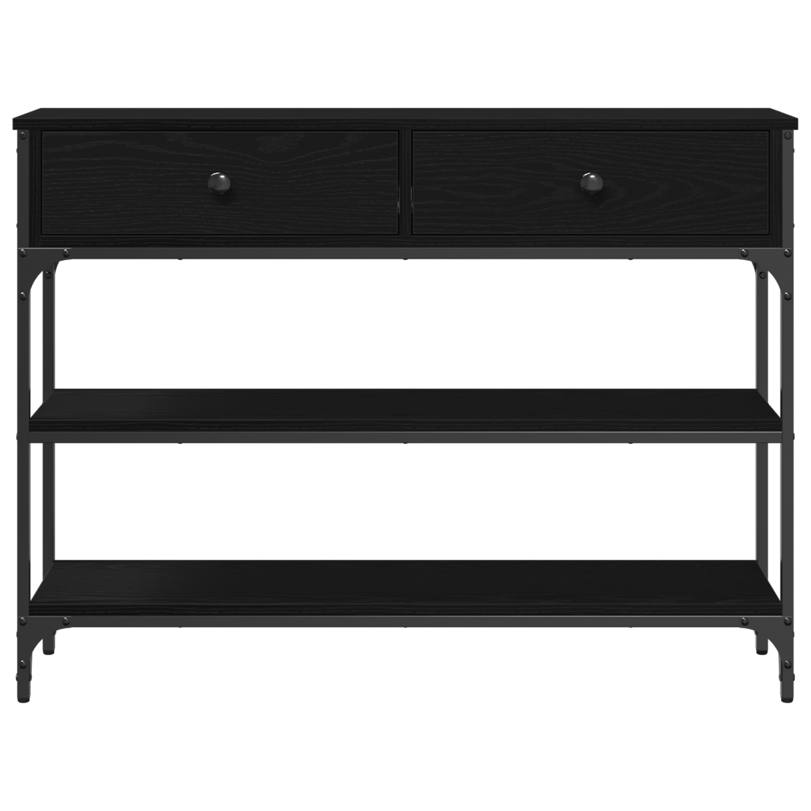 Masa consola, stejar negru, 100x25x75 cm, lemn prelucrat & otel — imaginea 6