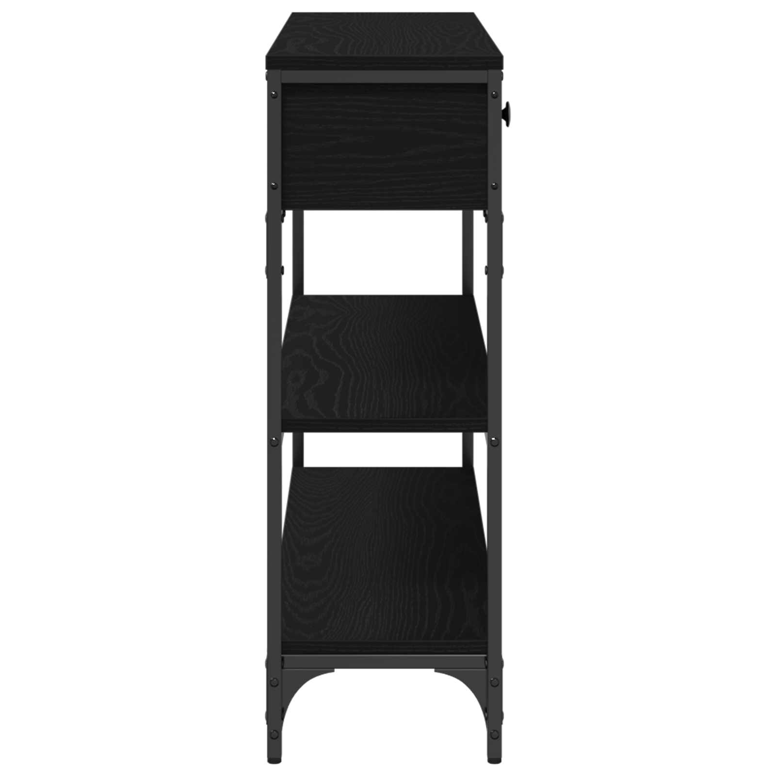 Masa consola, stejar negru, 100x25x75 cm, lemn prelucrat & otel — imaginea 7