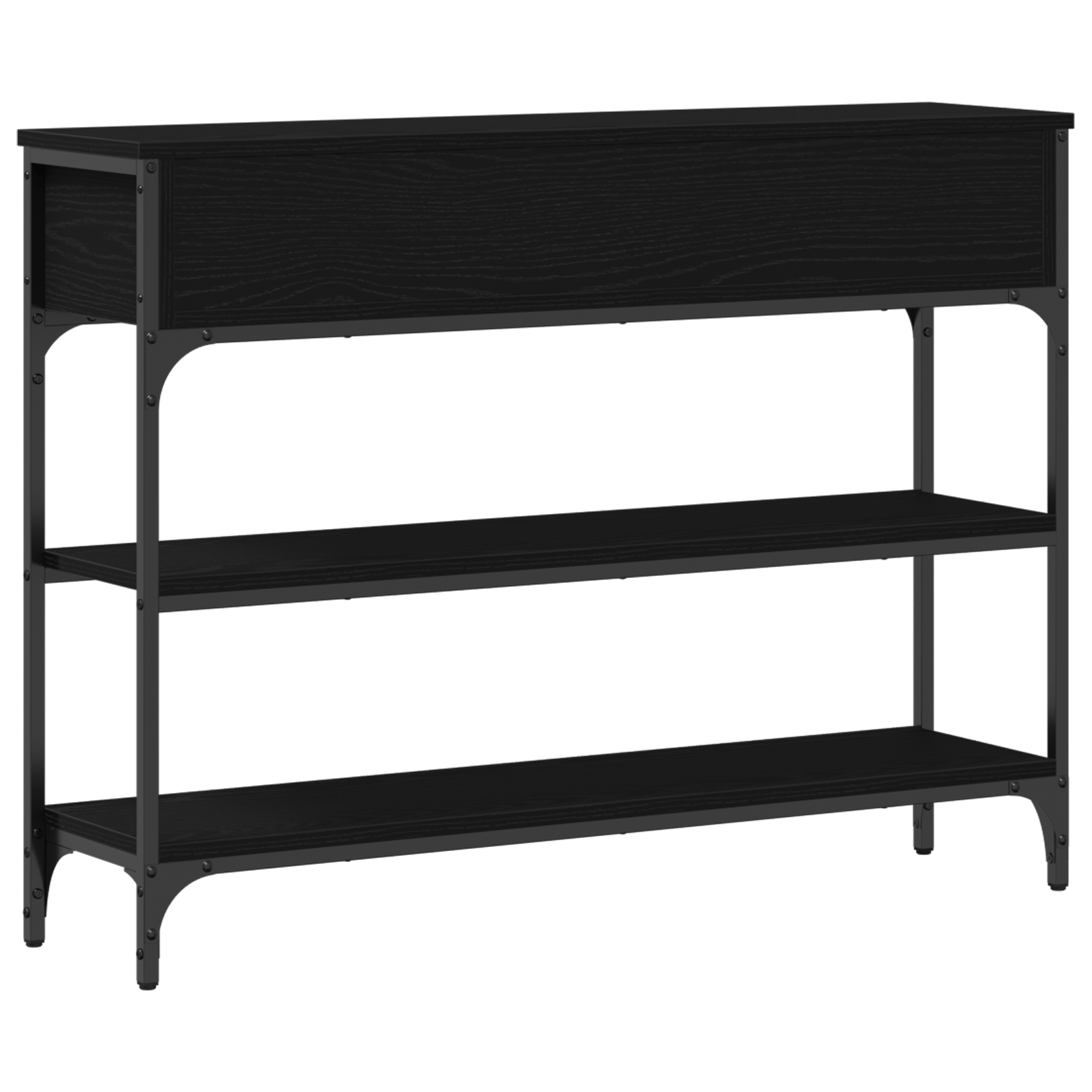 Masa consola, stejar negru, 100x25x75 cm, lemn prelucrat & otel — imaginea 8