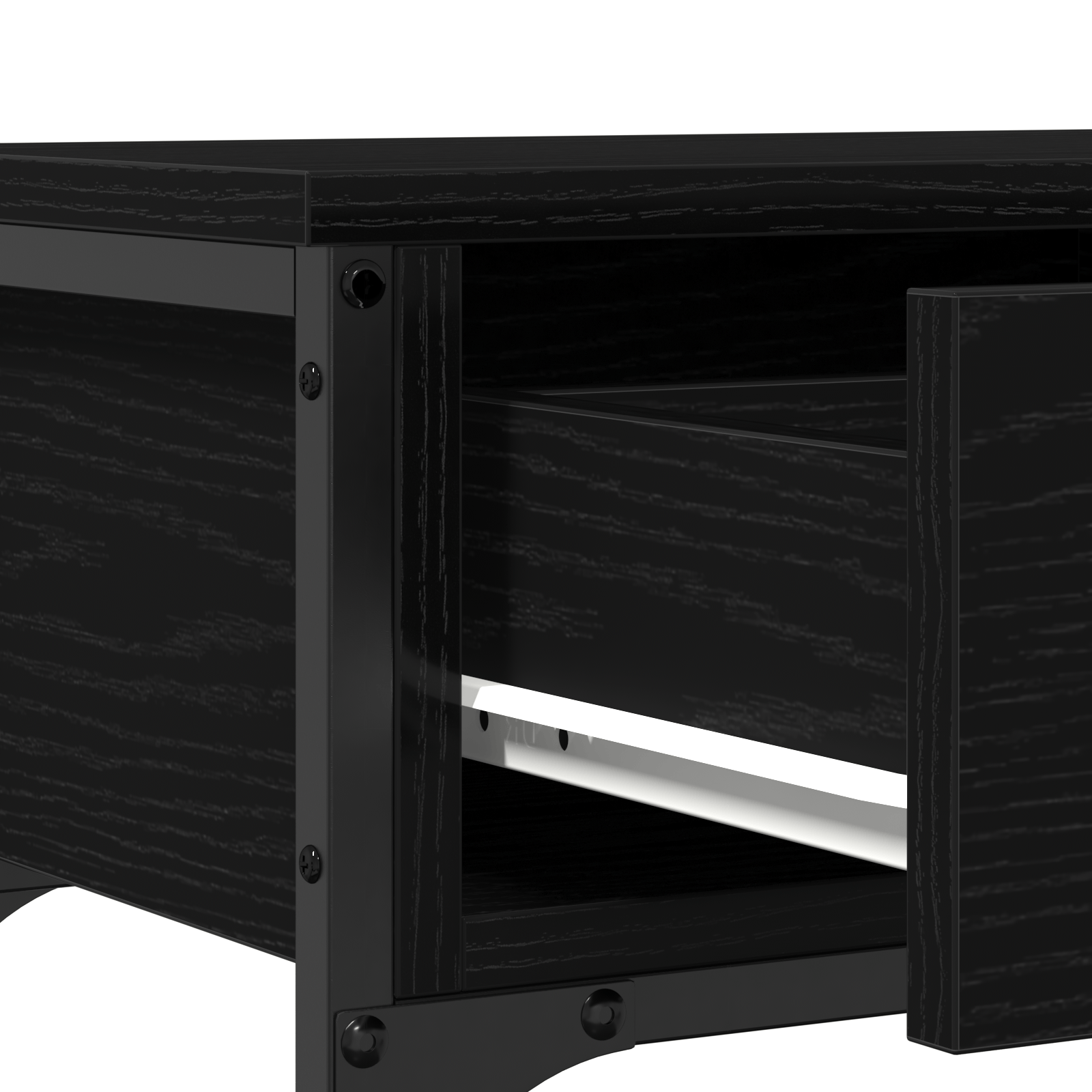 Masa consola, stejar negru, 100x25x75 cm, lemn prelucrat & otel — imaginea 9