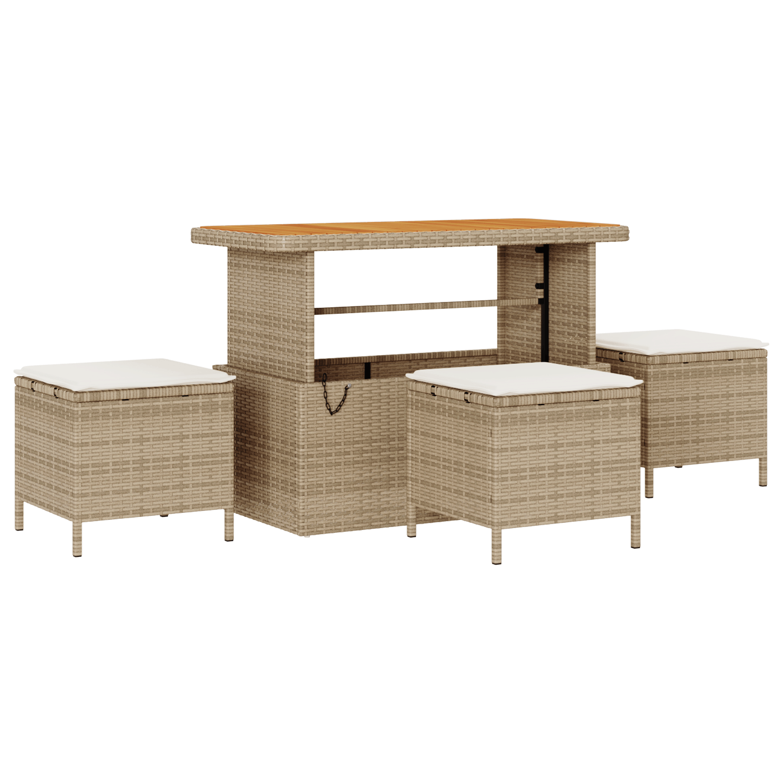 Set mobilier gradina, 4 piese, perne bej, poliratan & acacia — imaginea 2