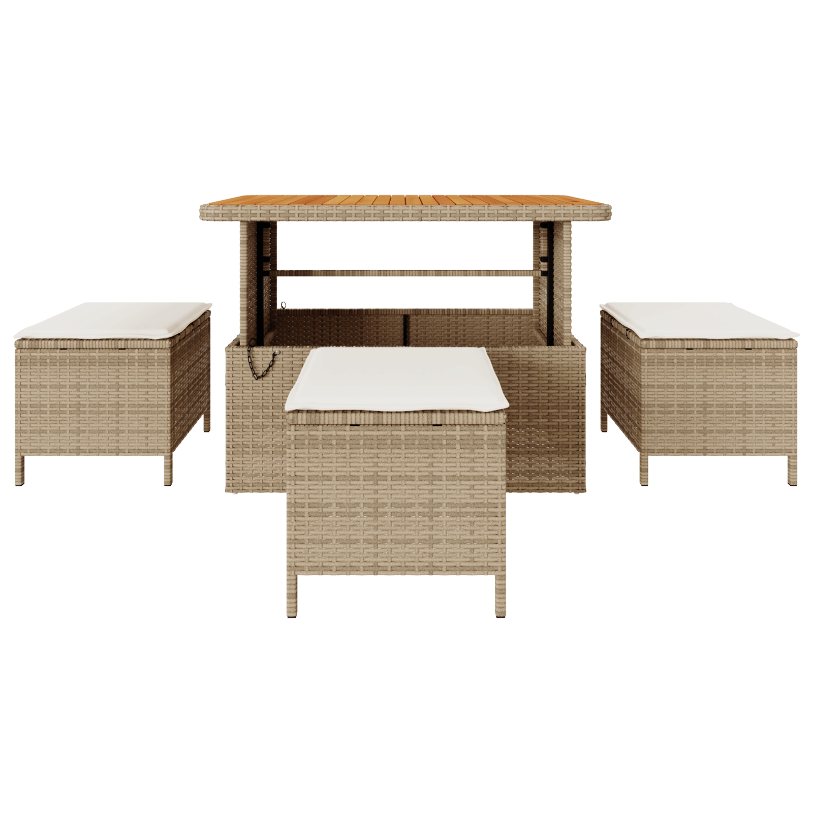 Set mobilier gradina, 4 piese, perne bej, poliratan & acacia — imaginea 7