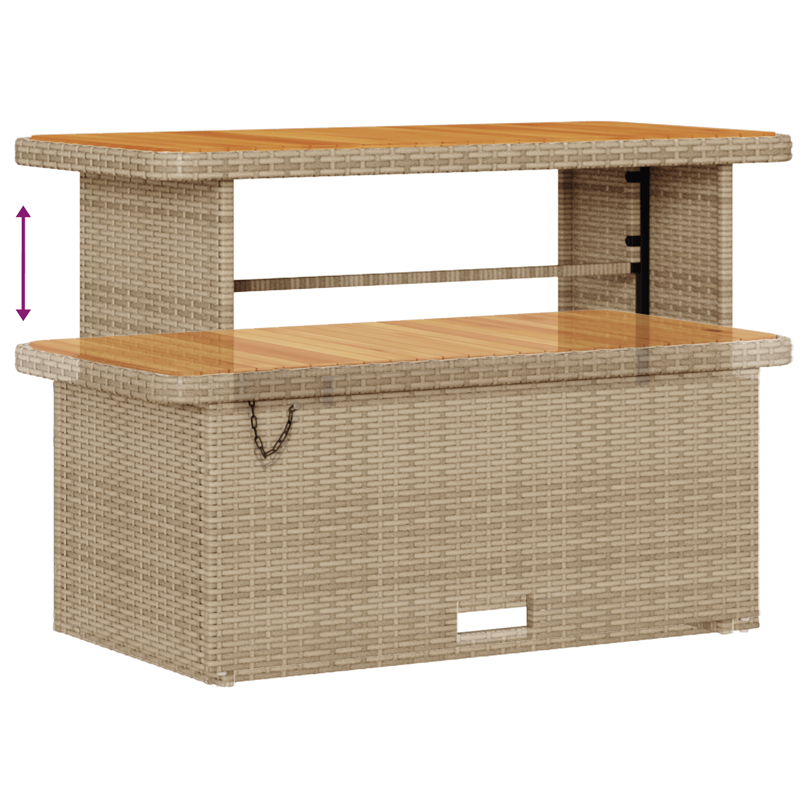 Set mobilier gradina, 4 piese, perne bej, poliratan & acacia — imaginea 11