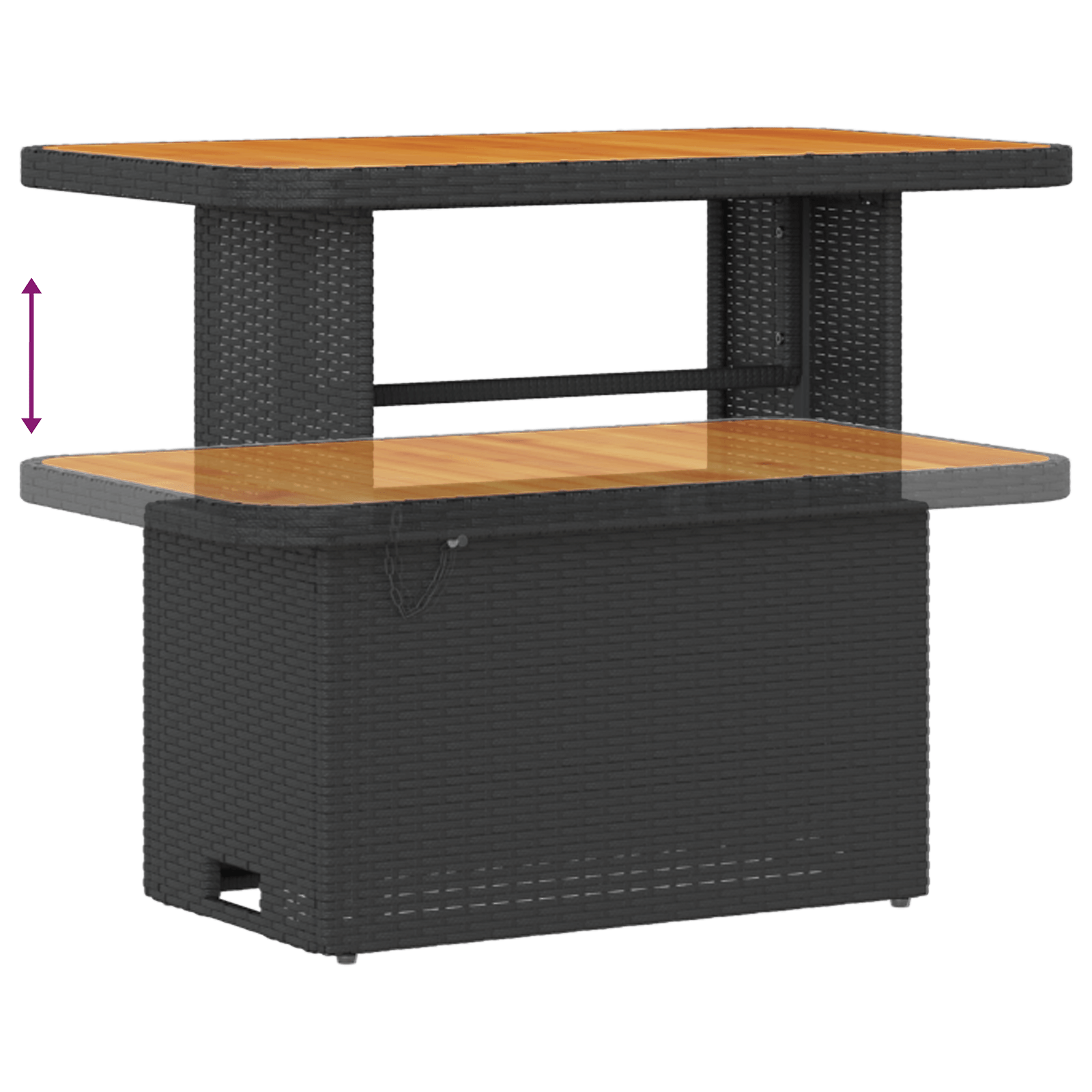 Set mobilier gradina, 3 piese, perne negre, poliratan & acacia — imaginea 11