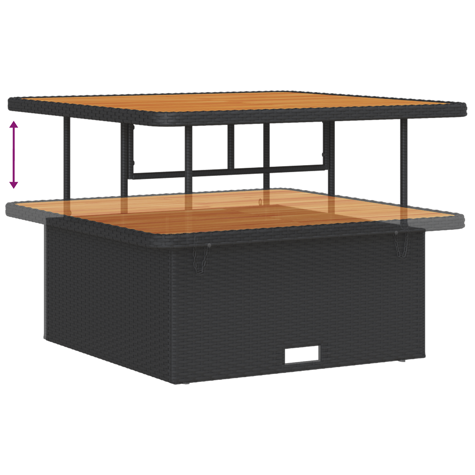 Set mobilier gradina, 3 piese, perne negre, poliratan & acacia — imaginea 11