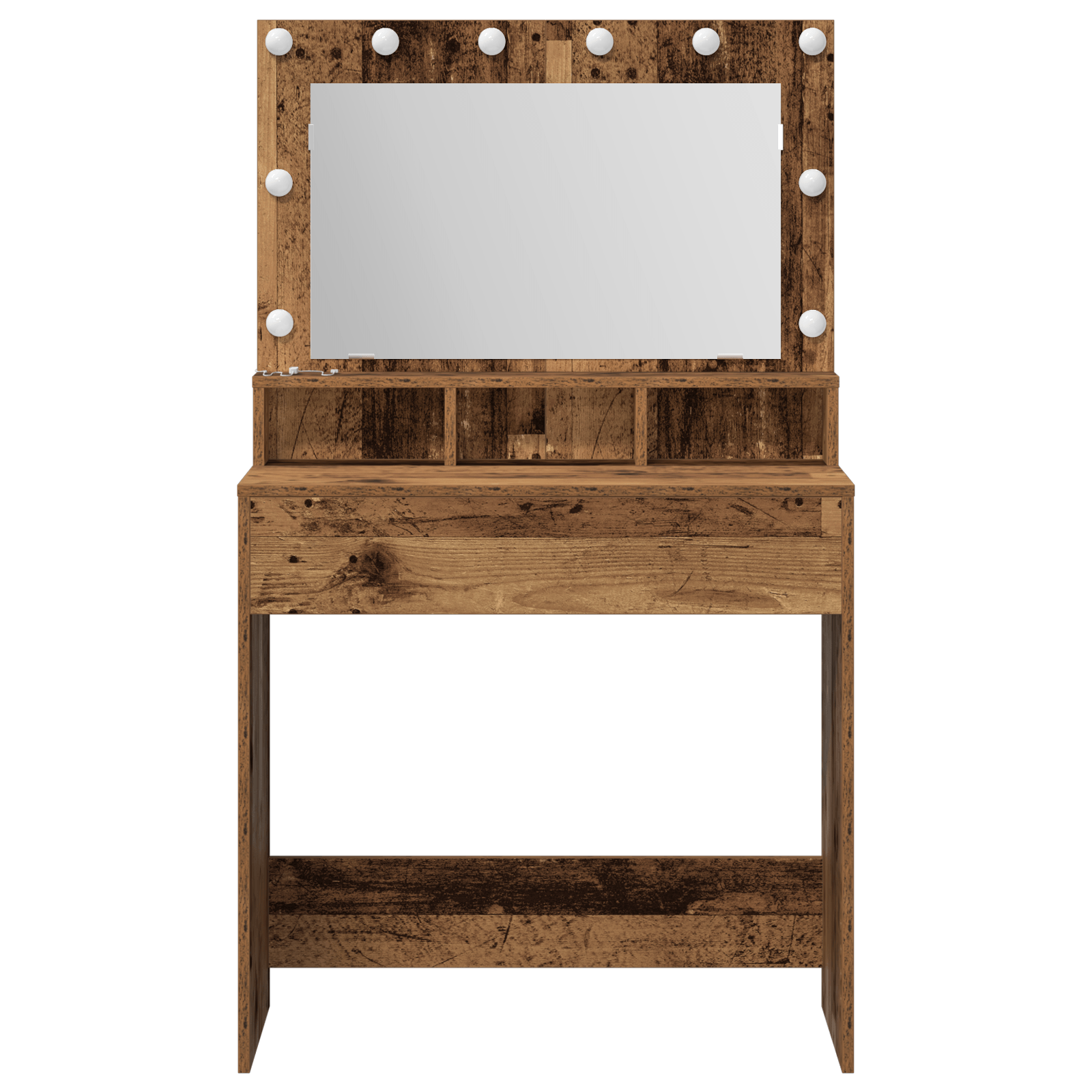 Masa de toaleta cu lumini LED, stejar vintage, 79x41x135 cm — imaginea 4
