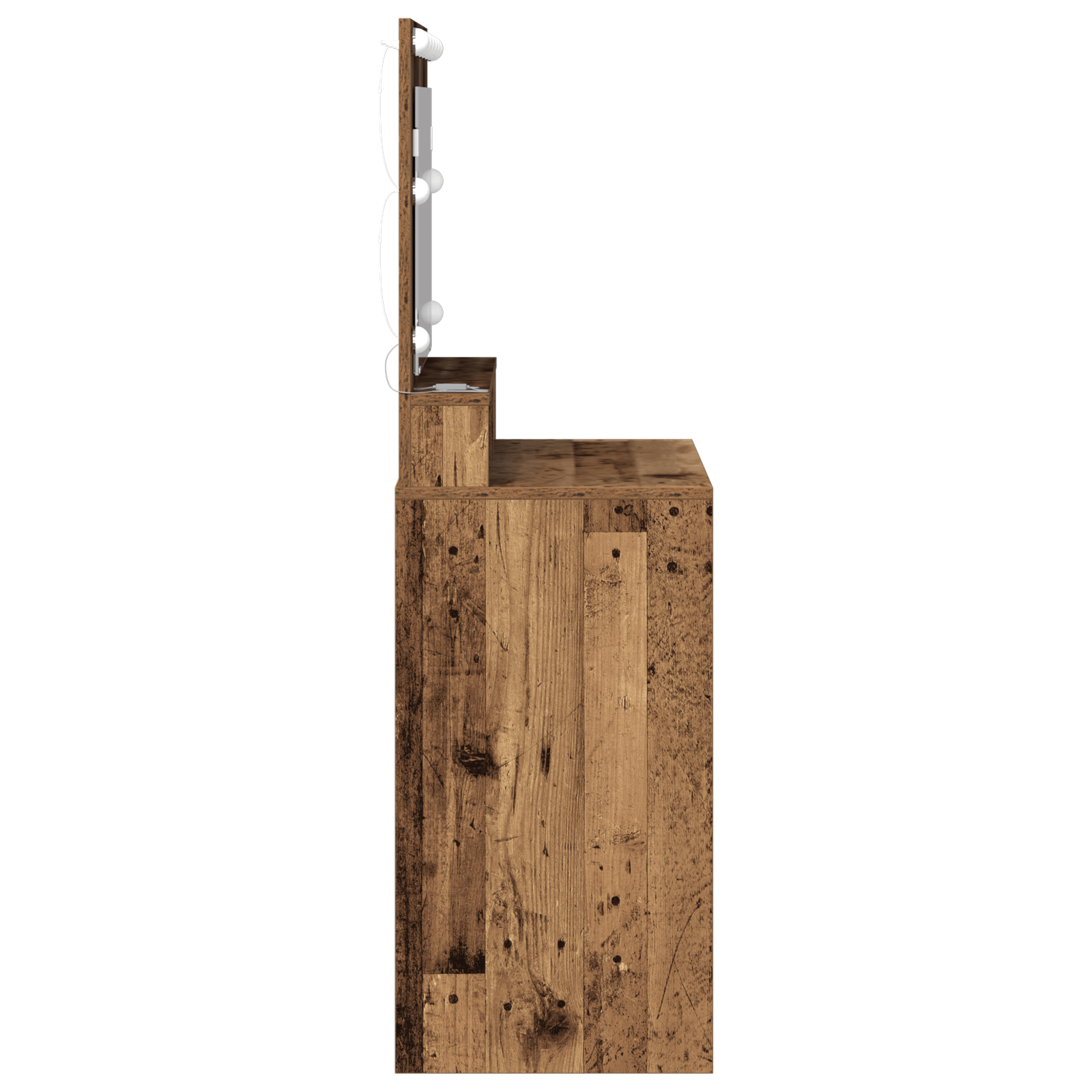 Masa de toaleta cu lumini LED, stejar vintage, 79x41x135 cm — imaginea 5