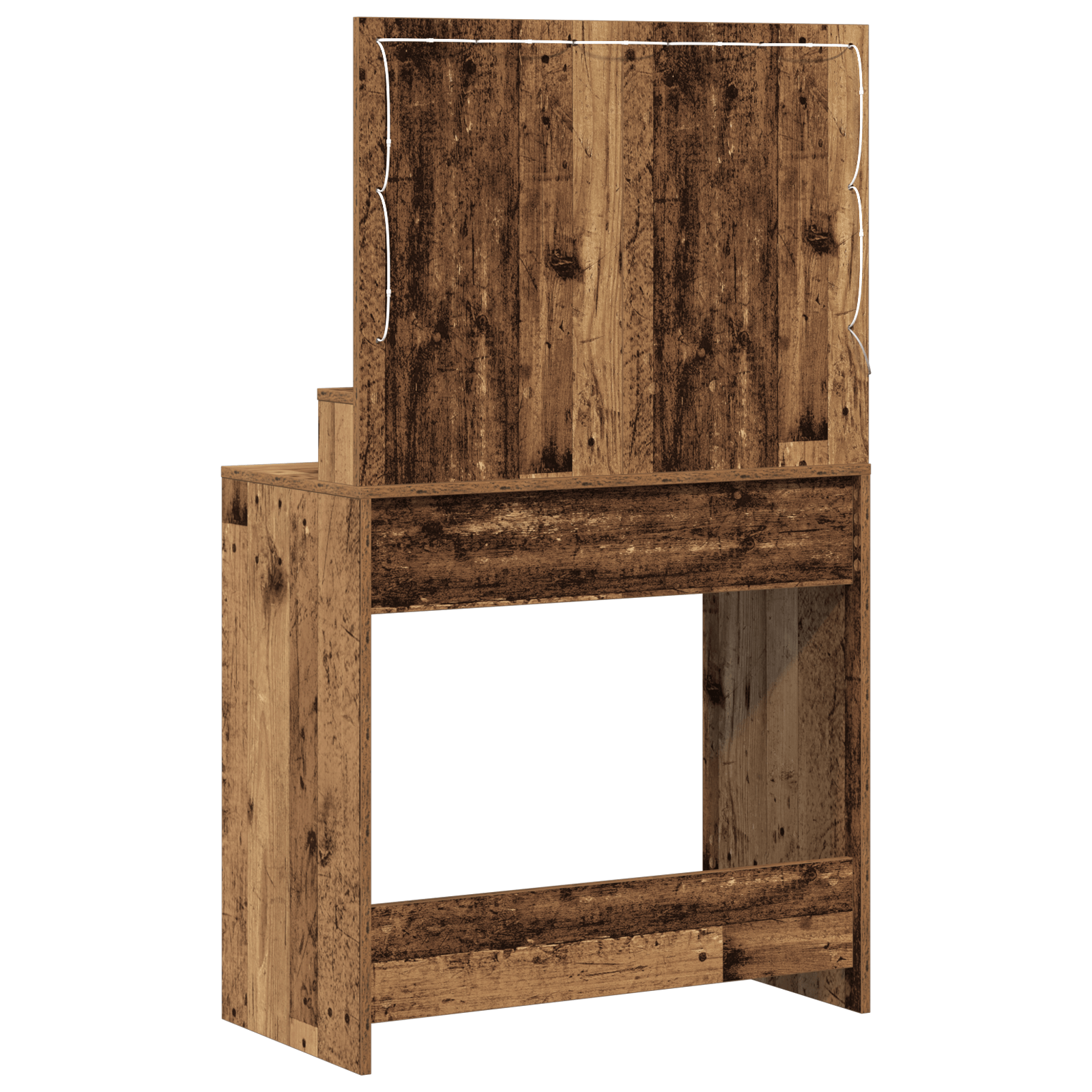 Masa de toaleta cu lumini LED, stejar vintage, 79x41x135 cm — imaginea 6