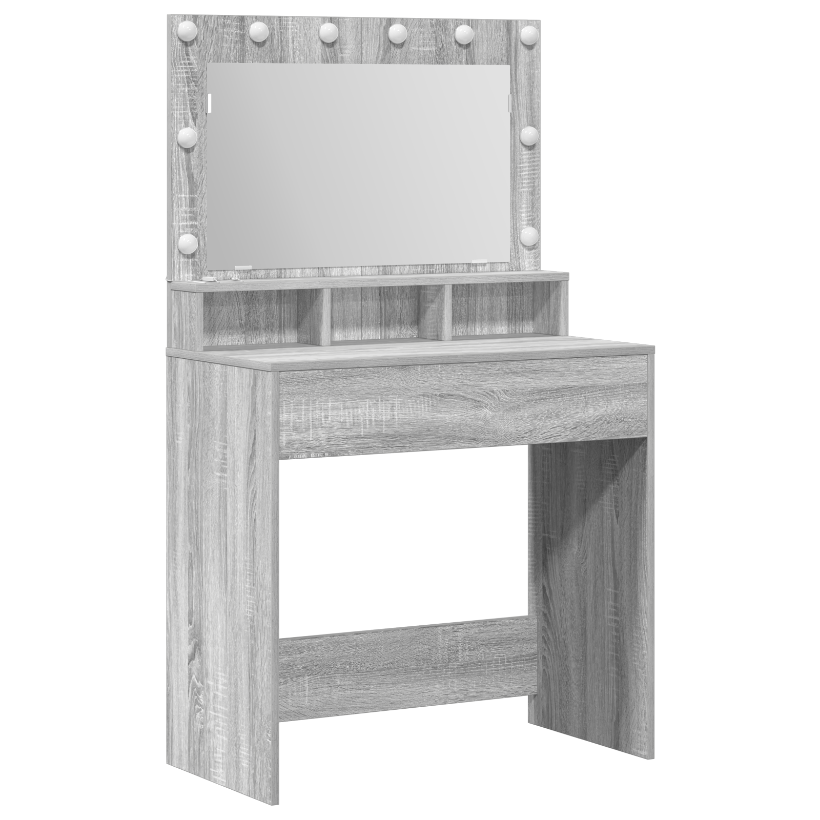 Masa de toaleta cu lumini LED, gri sonoma, 79x41x135 cm — imaginea 2