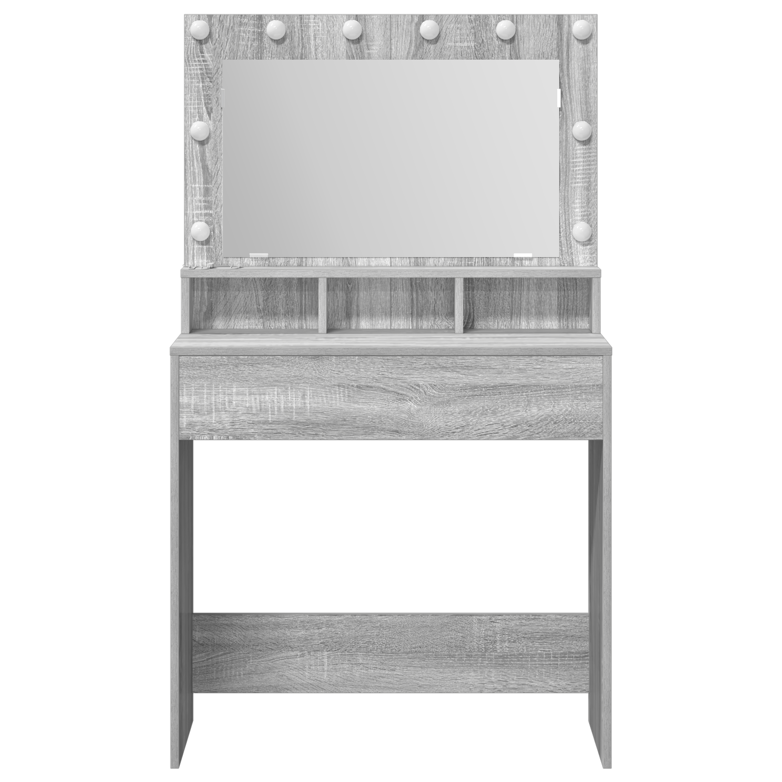 Masa de toaleta cu lumini LED, gri sonoma, 79x41x135 cm — imaginea 4