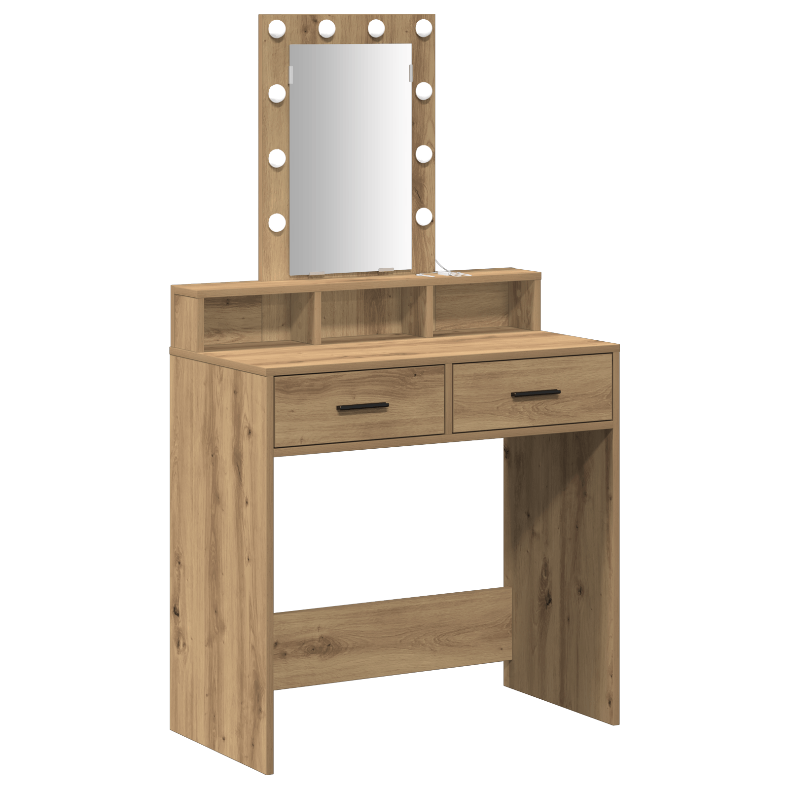 Masa de toaleta cu LED, stejar artizanal, 79x41x140 cm — imaginea 2