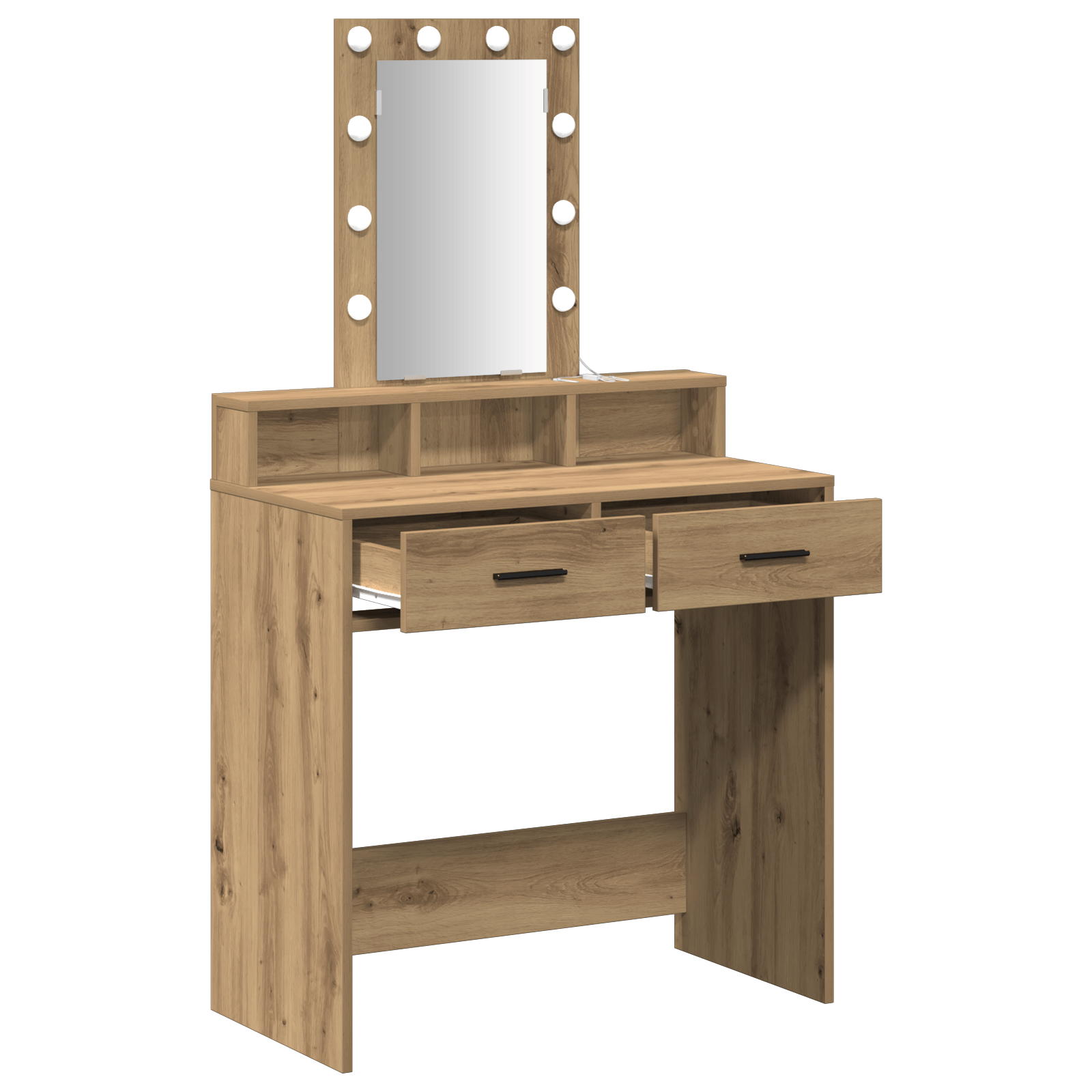 Masa de toaleta cu LED, stejar artizanal, 79x41x140 cm — imaginea 4