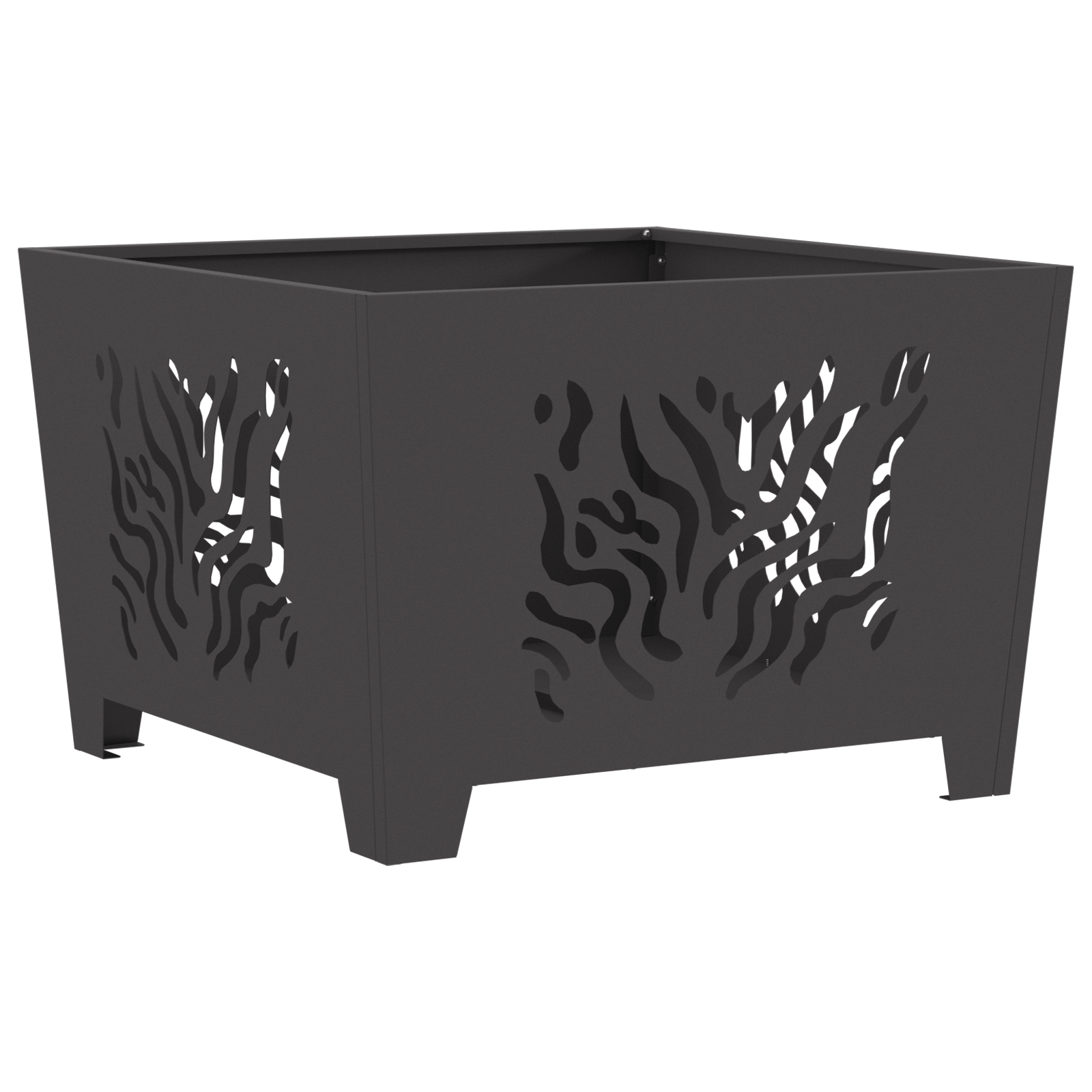 Vatra de foc, negru, patrata, 60x60x40 cm, otel — imaginea 2