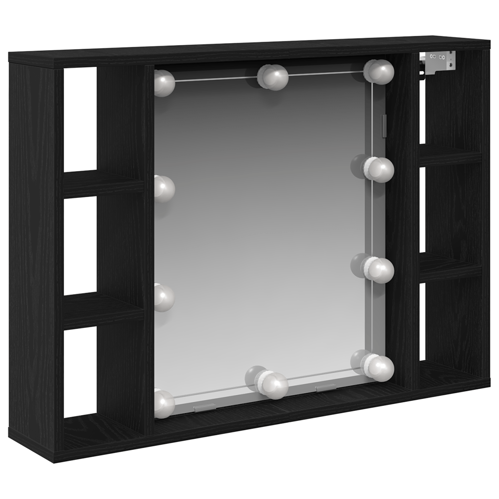 sertar cu oglinda LED - Stejar negru - 76x15x55 cm - Fabricat din lemn prelucrat — imaginea 2