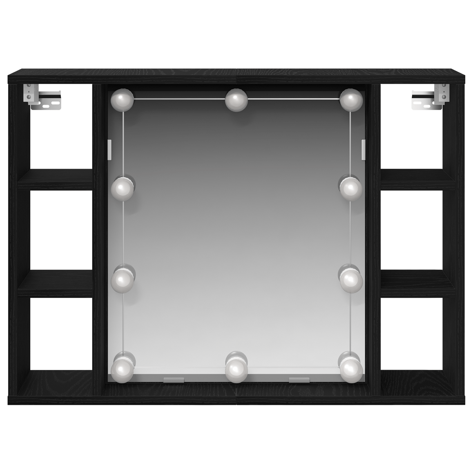 sertar cu oglinda LED - Stejar negru - 76x15x55 cm - Fabricat din lemn prelucrat — imaginea 6