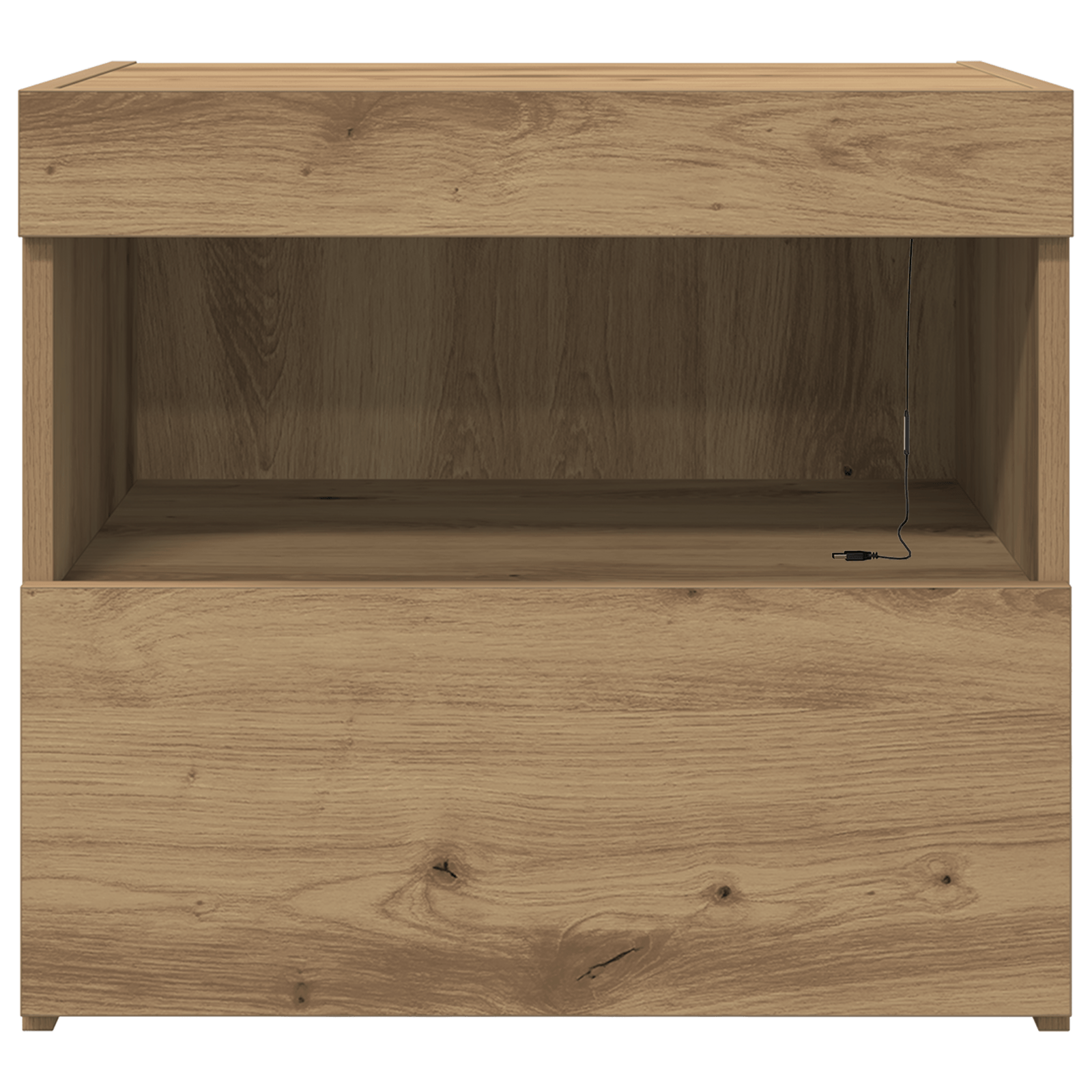 Noptiera cu lumini LED, stejar artizanal, 50x40x45 cm — imaginea 6