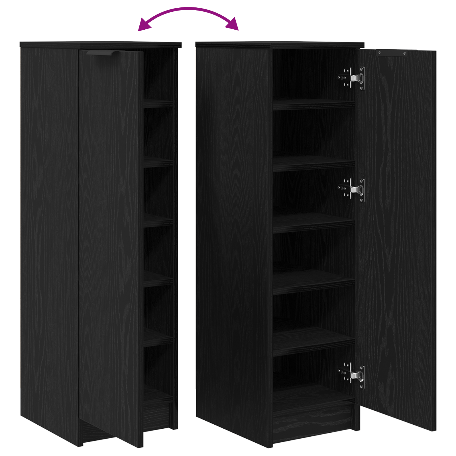 dulap de incaltaminte , Stejar Negru 29,5x35x100,5 cm, din lemn prelucrat — imaginea 10