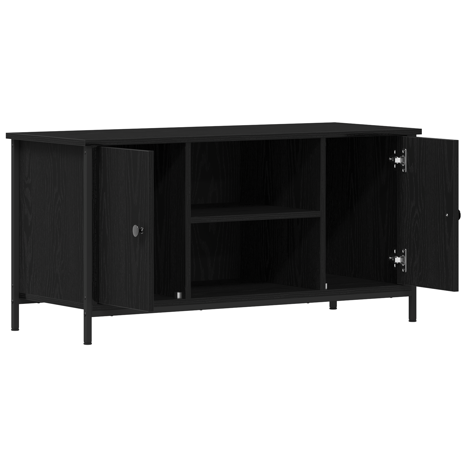 Dulap TV, stejar negru, 100x40x50 cm, lemn prelucrat si otel — imaginea 5