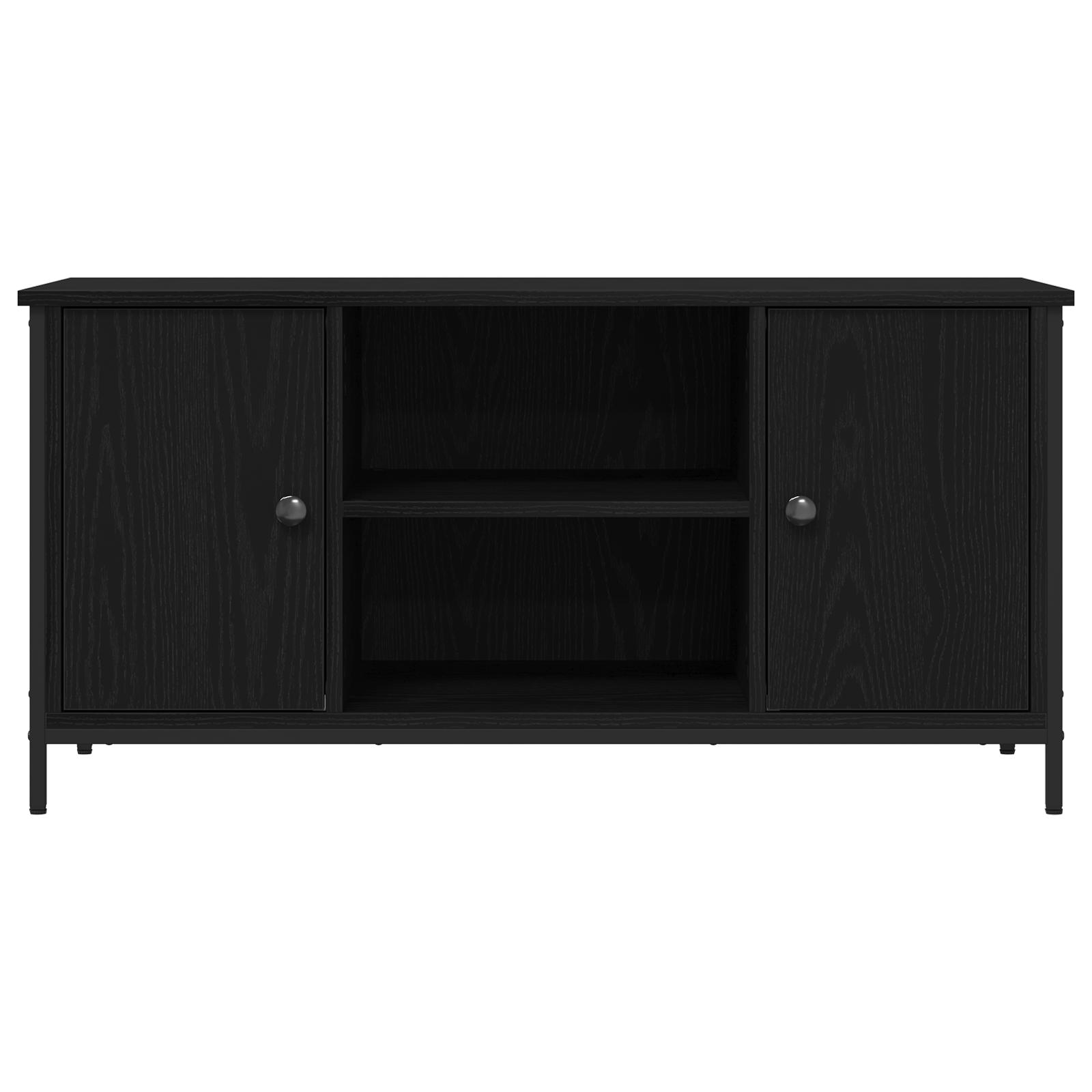 Dulap TV, stejar negru, 100x40x50 cm, lemn prelucrat si otel — imaginea 6