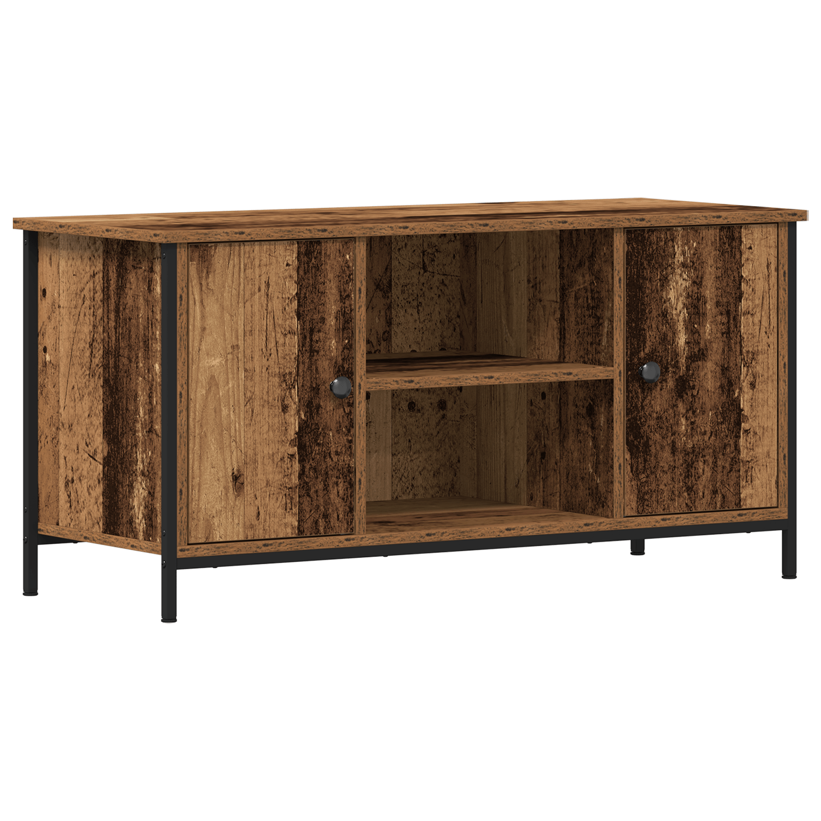 Dulap TV, lemn vechi, 100x40x50 cm, lemn prelucrat si otel — imaginea 2