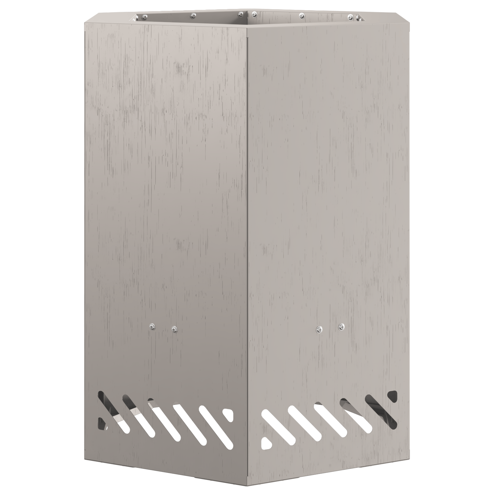 Vatra de foc fara fum, hexagonal, 38x38x51 cm, otel corten — imaginea 3