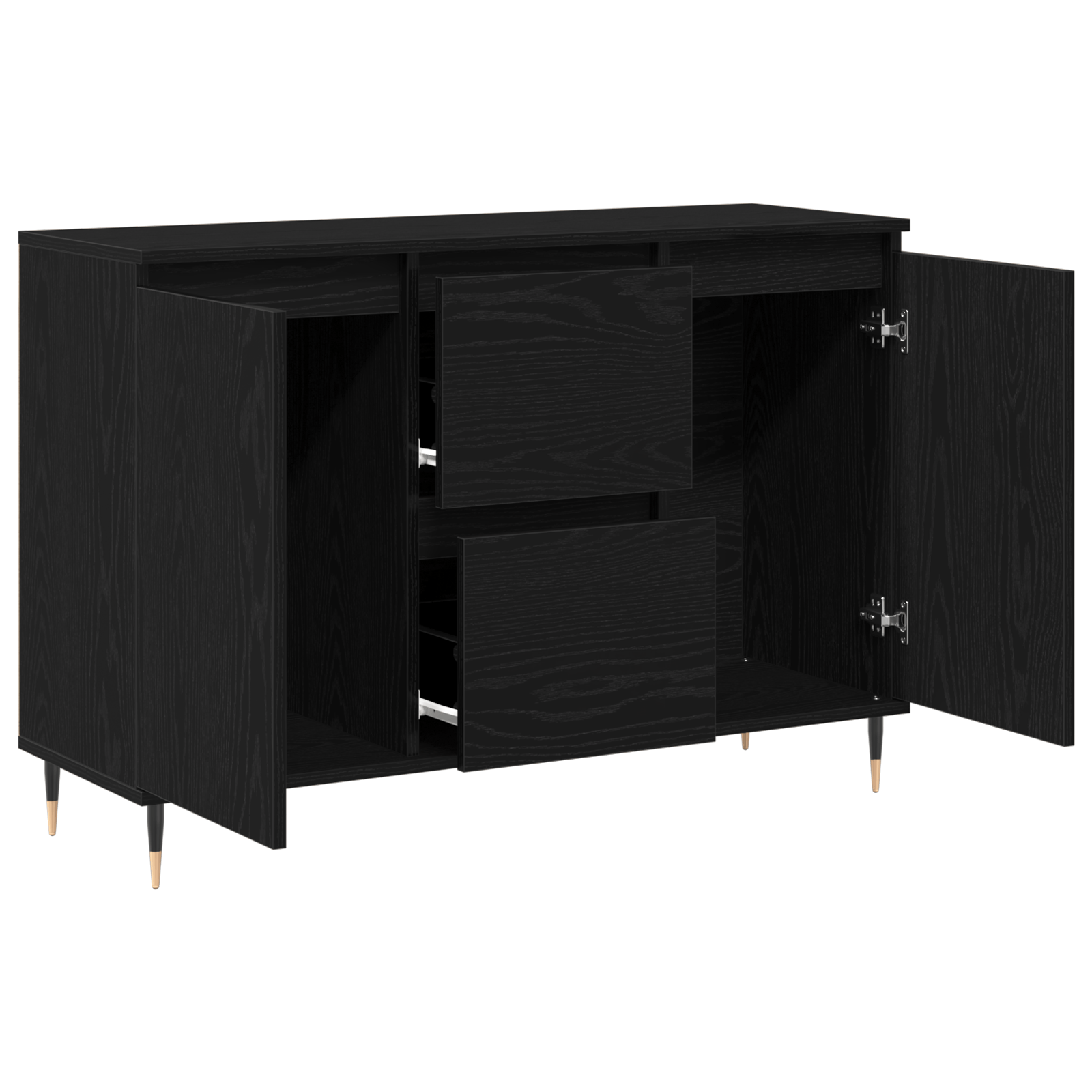 Dulap cu usi si sertare, stejar negru, 101,5x35x70 cm — imaginea 5