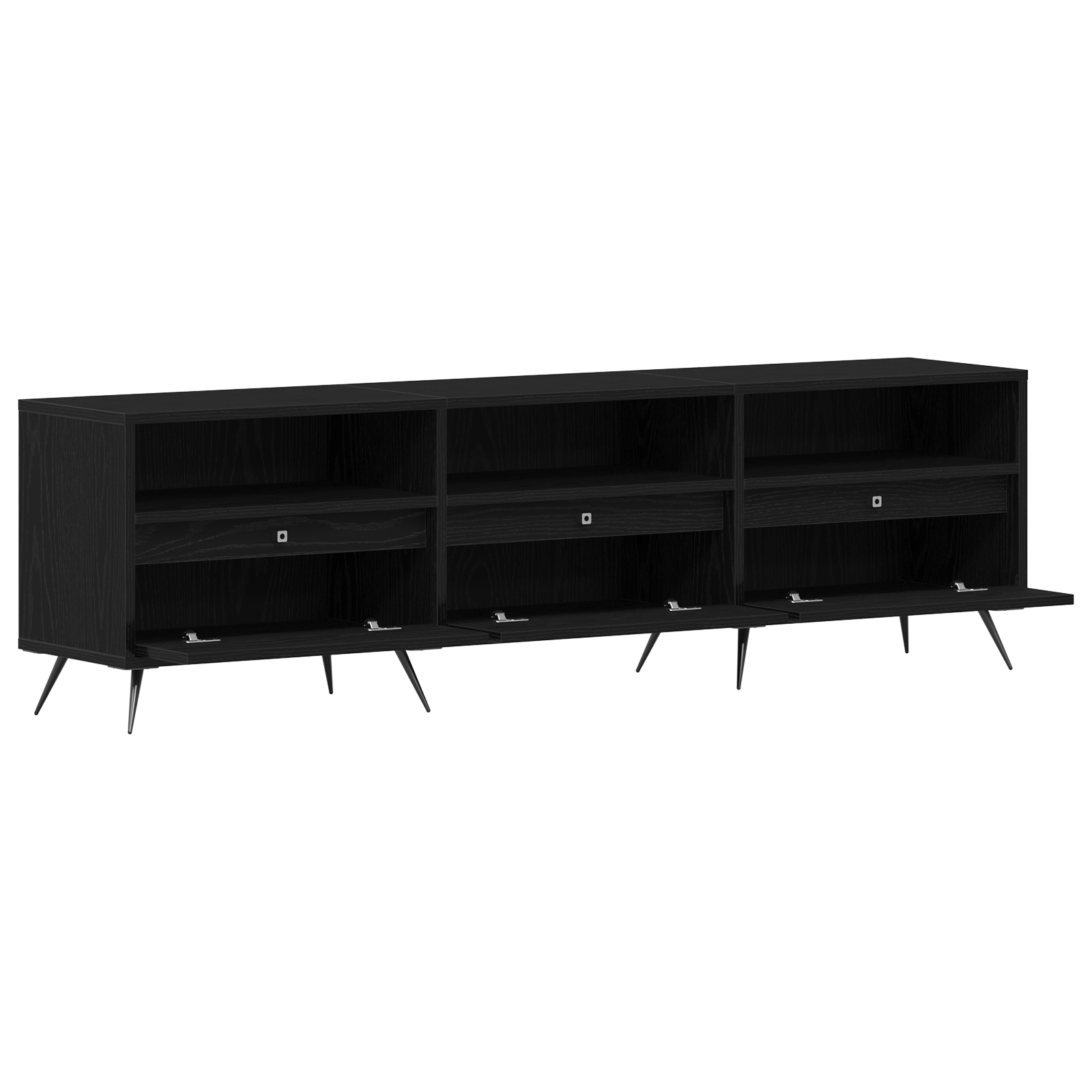 Cabinet TV Negru 150x30x44,5 cm Lemn prelucrat — imaginea 5