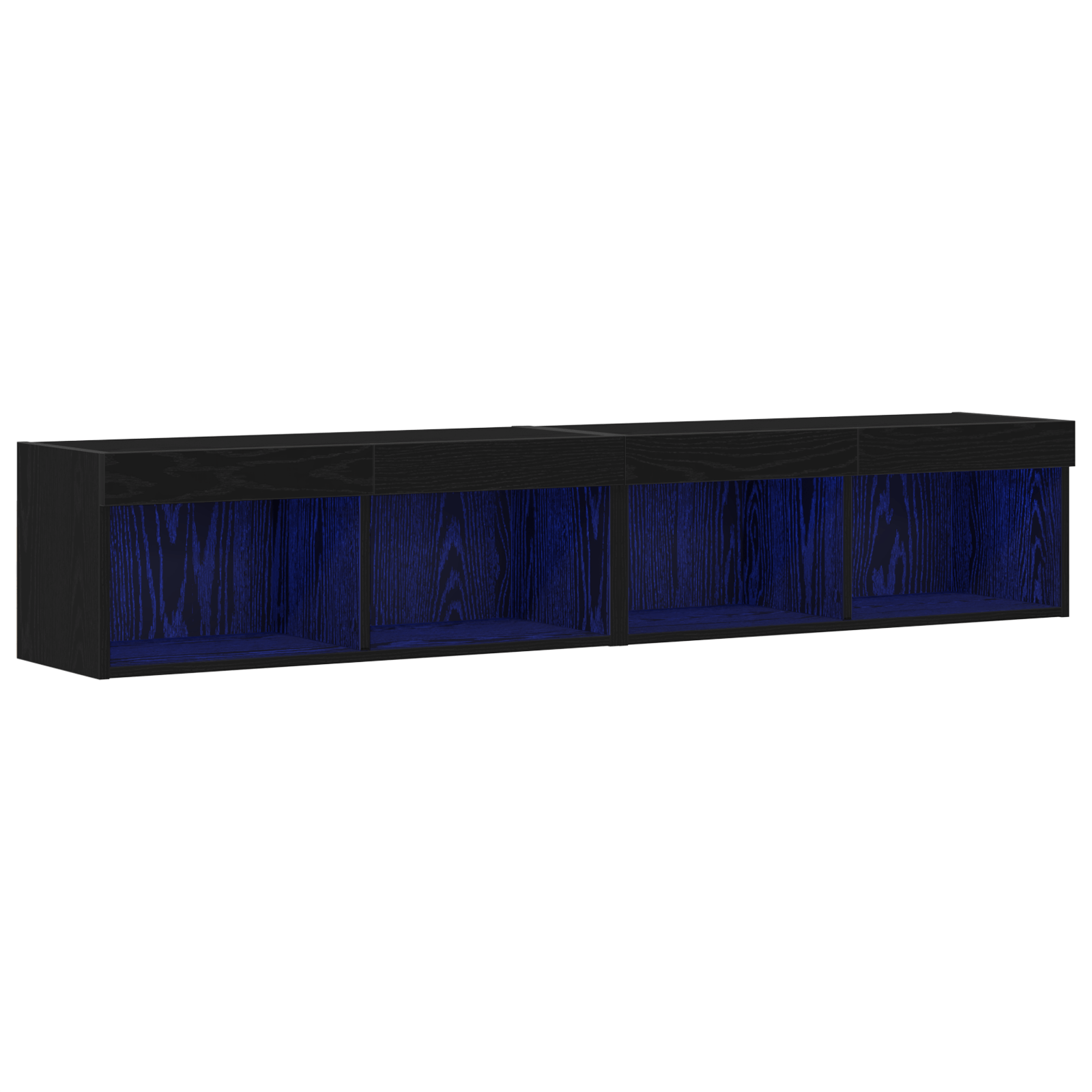 Dulap TV de perete cu LED, 2 buc., stejar negru, 80x30x30 cm — imaginea 2