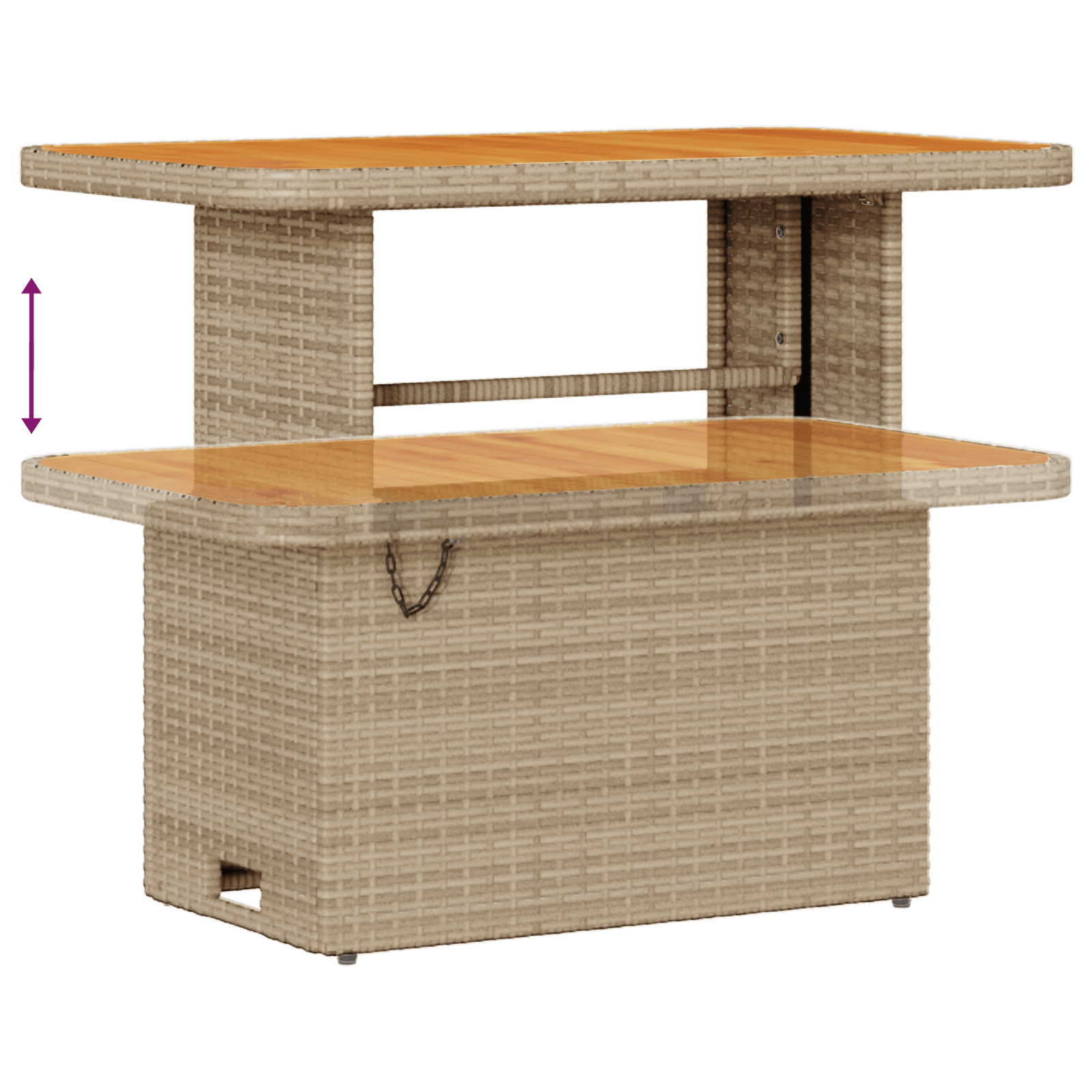 Set mobilier gradina, 3 piese, perne bej, poliratan & acacia — imaginea 11